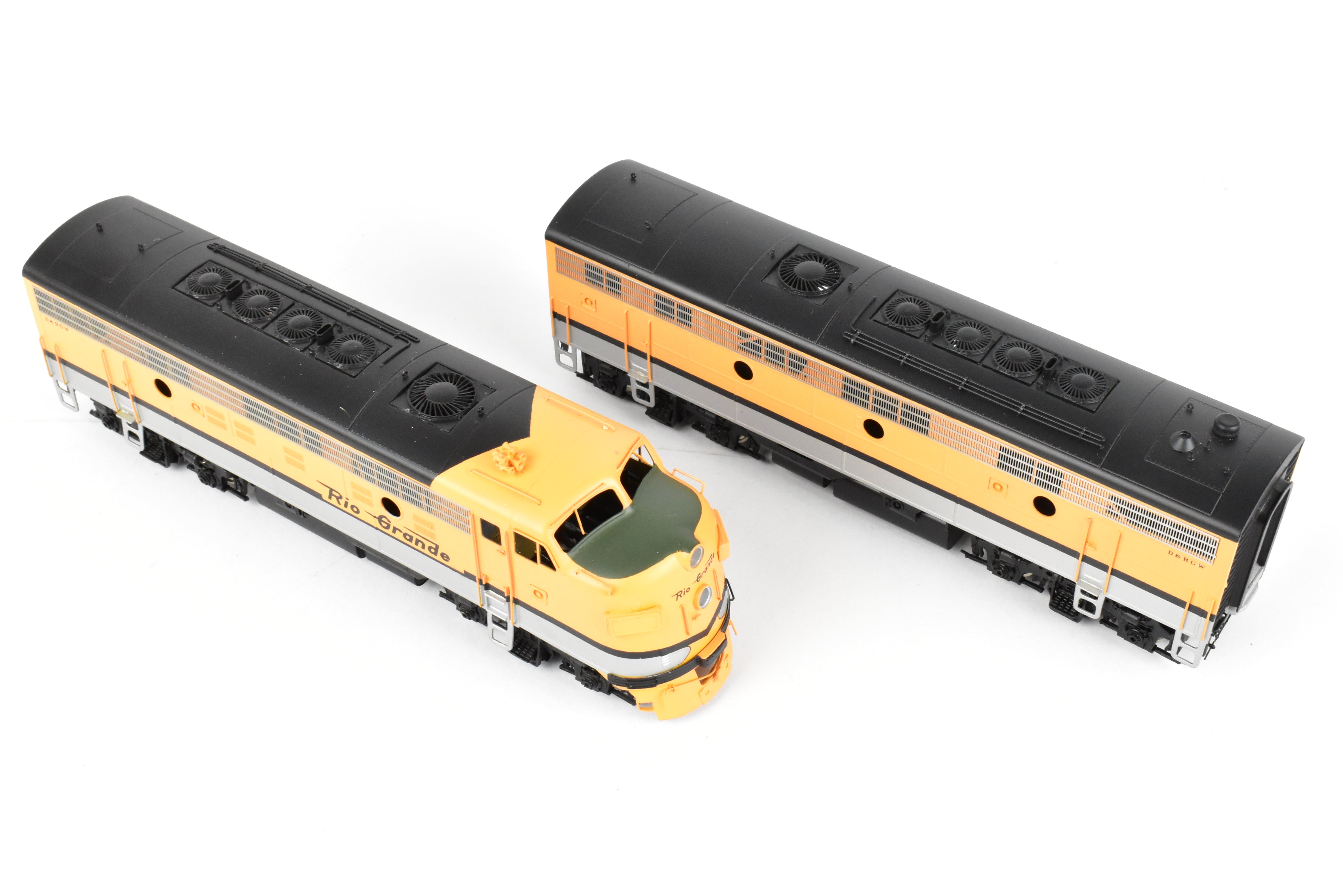 HO Scale Brass Model Train - Oriental Limited D&RGW Rio Grande EMD F9 A/B/B Set with 1750 HP Each and Factory Painted Finish
