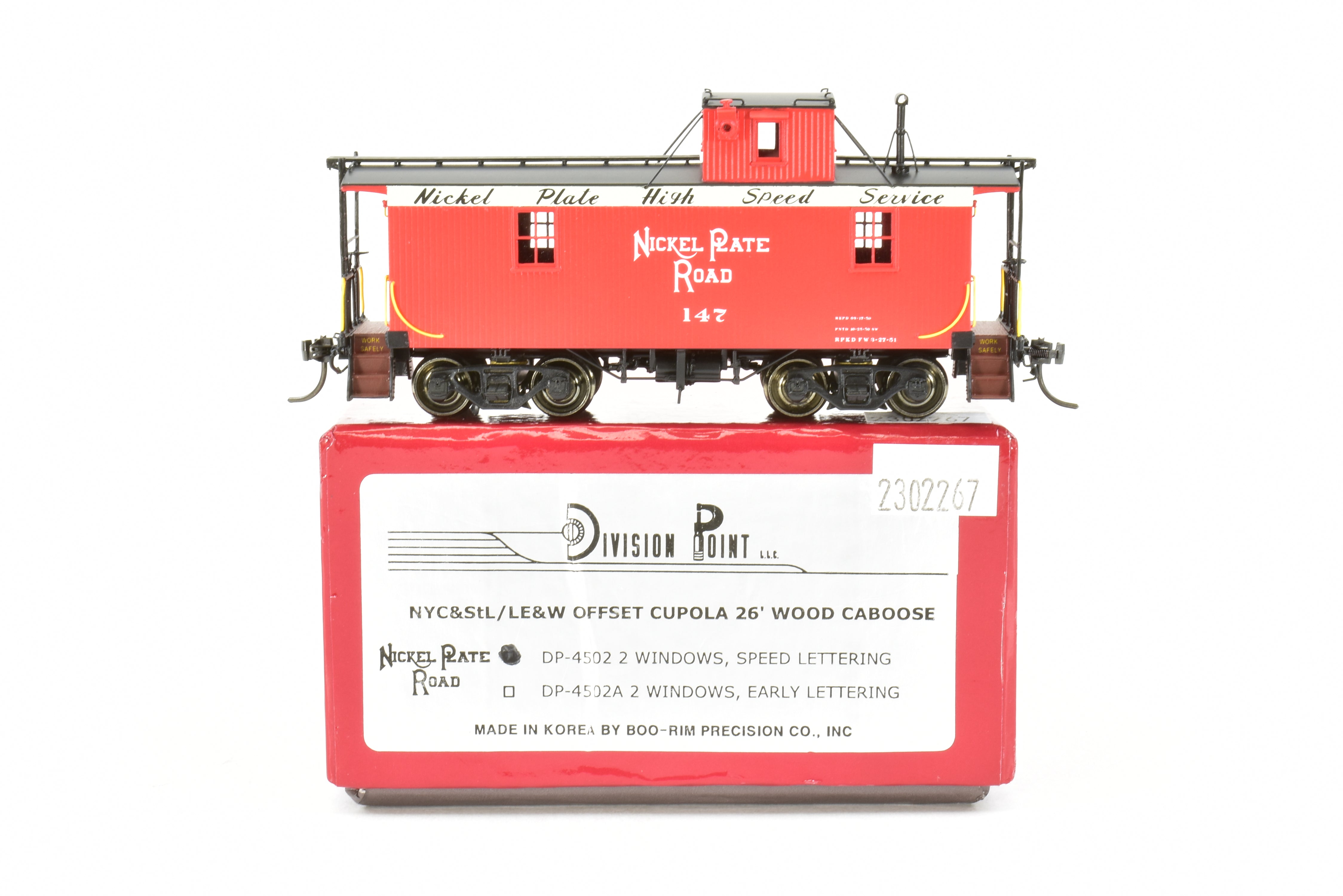 HO Brass DVP - 26' Wood Caboose, Nickel Plate Road Offset Cupola, No. 147