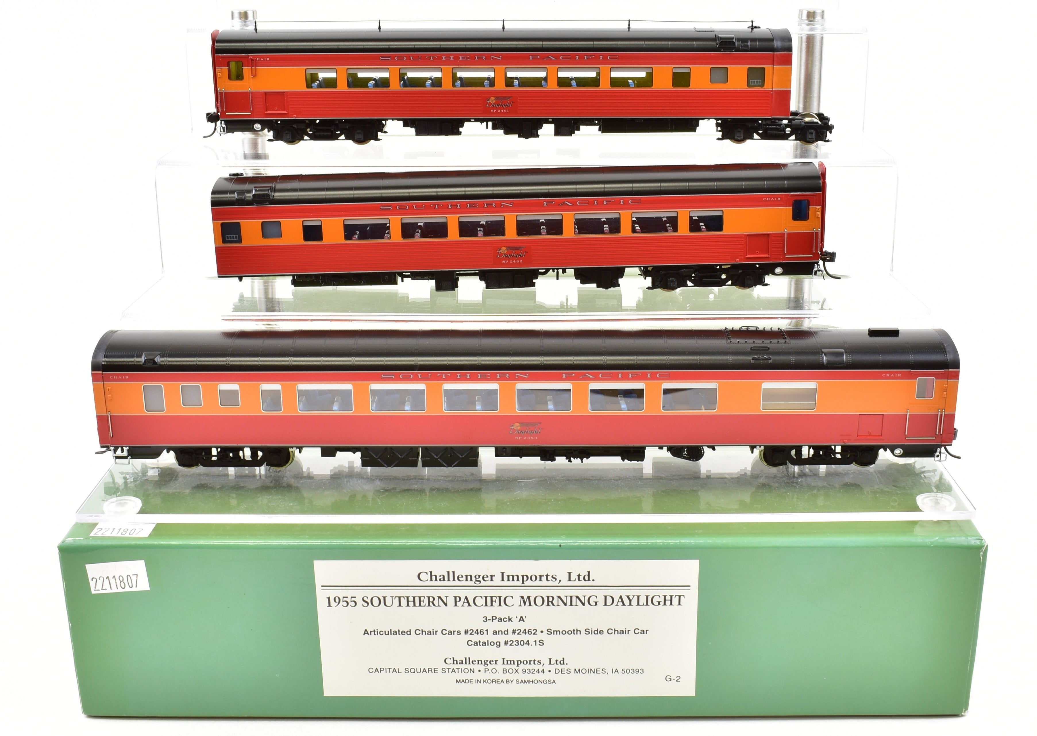 HO Scale Brass Model Train Set - Challenger Imports SP - Southern Pacific 1955 Morning Daylight 3 - Pack Add - On Set with Freight and Passenger Cars