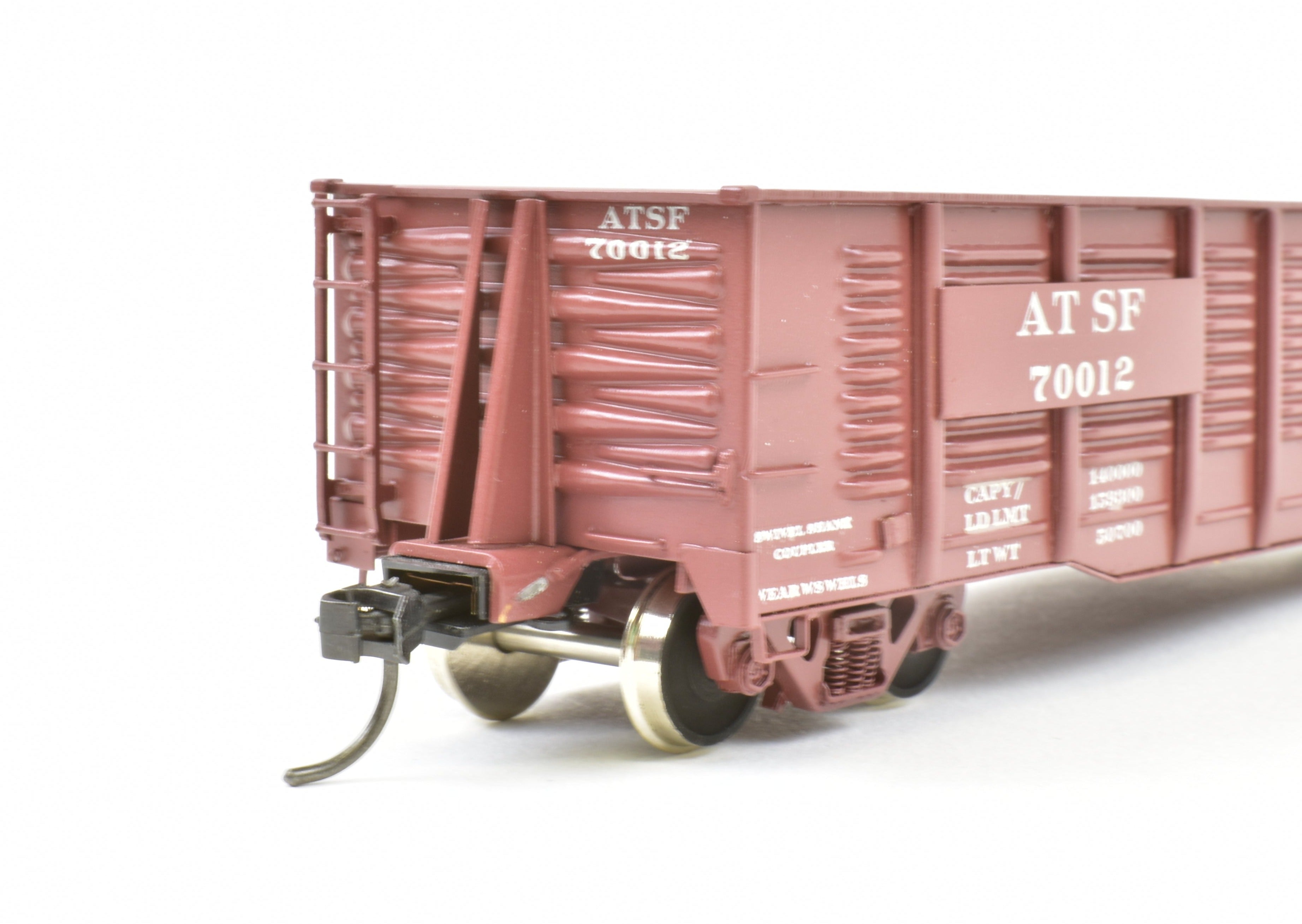 HO Scale Brass Gondola Model by OMI - Overland Models, Inc., ATSF - Santa Fe 100 Ton Pro - Painted Gondola with Road Number 70012