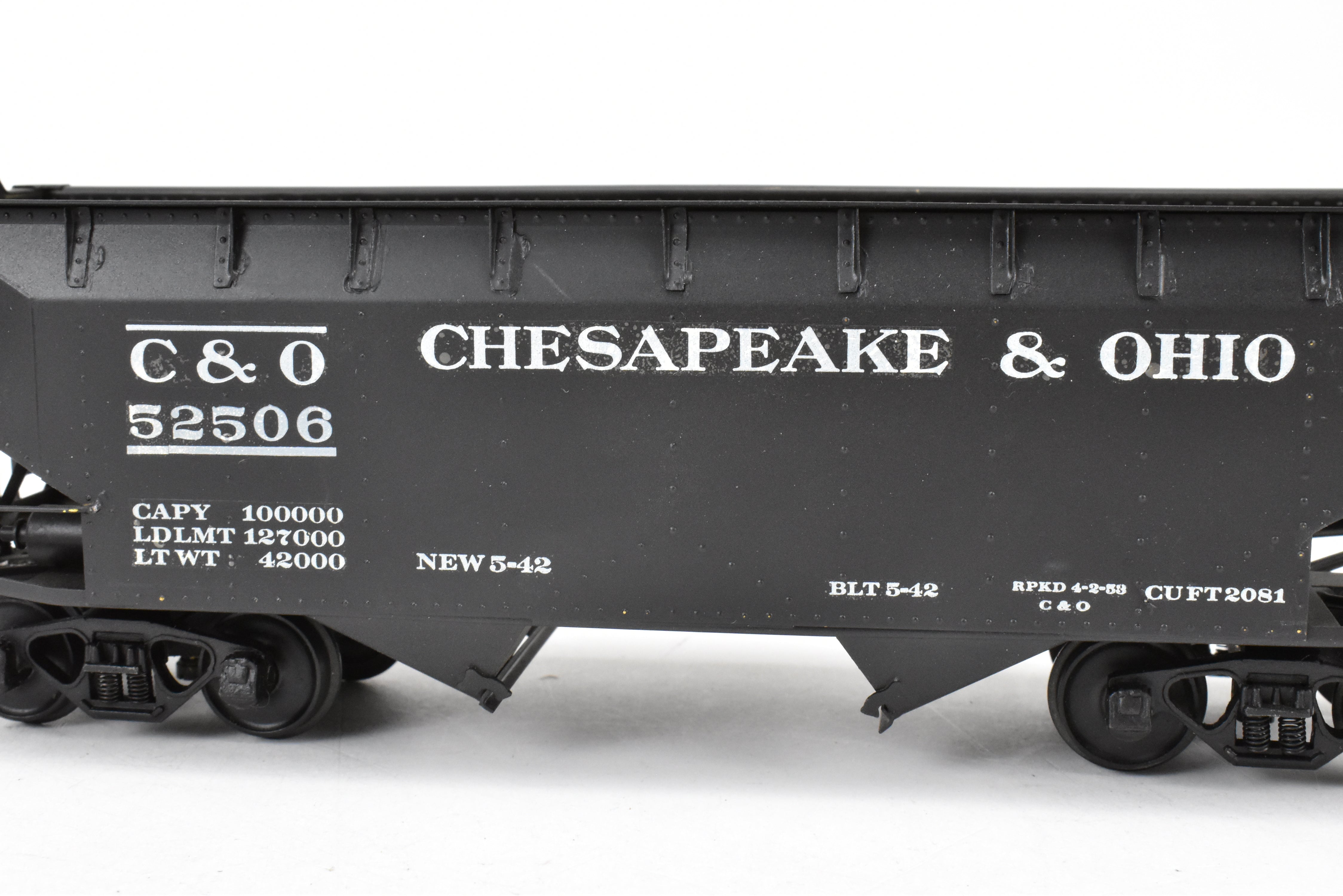 O Scale Model Train - Brass US Hobbies C&O (Chesapeake & Ohio) Offset Side Twin Hopper with Peaked Ends, CP No. 52506