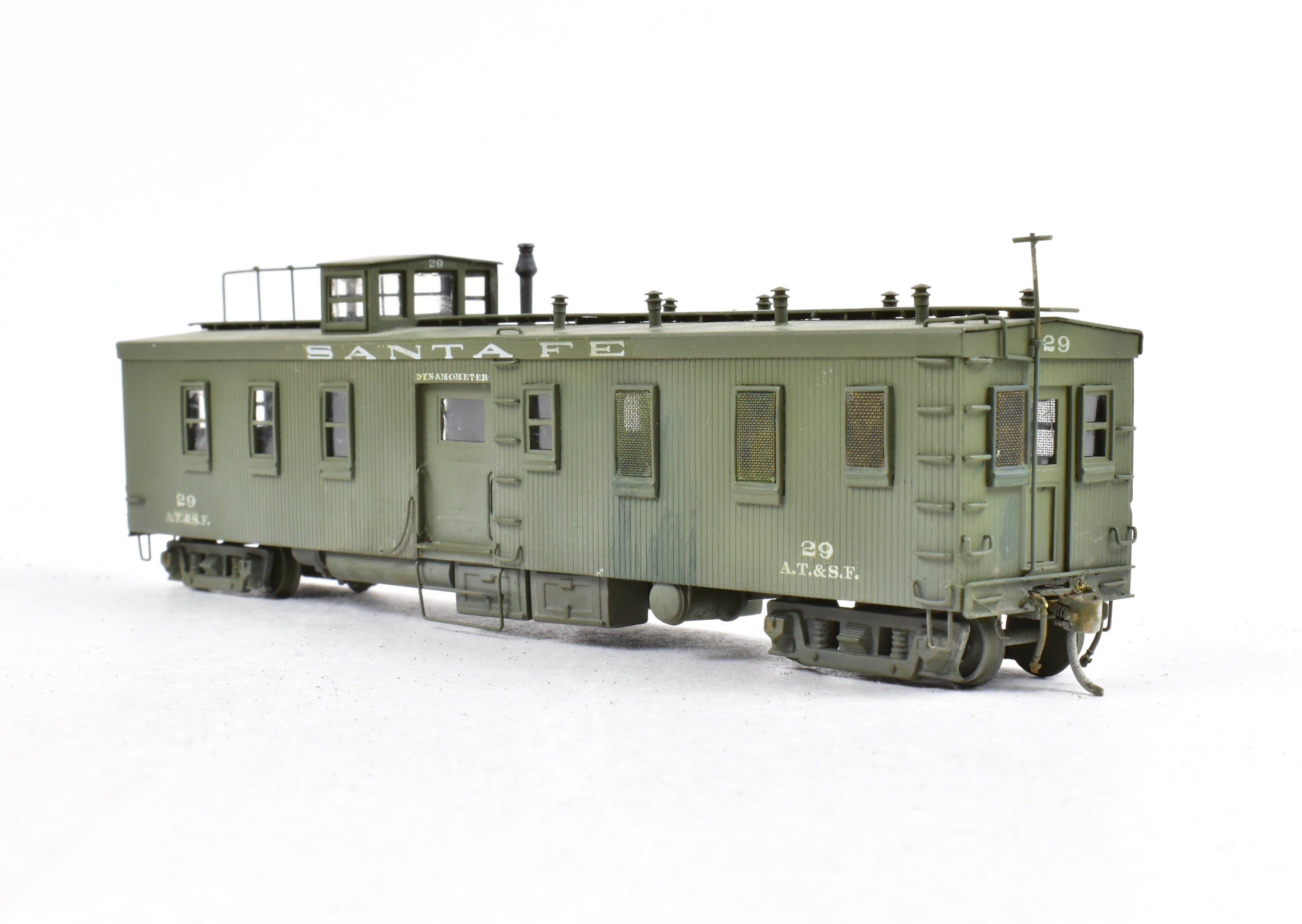 HO Scale Brass Hallmark Models ATSF - Santa Fe Dynamometer Car No. 29, Professionally Custom Painted and Artfully Weathered for Model Train Enthusiasts