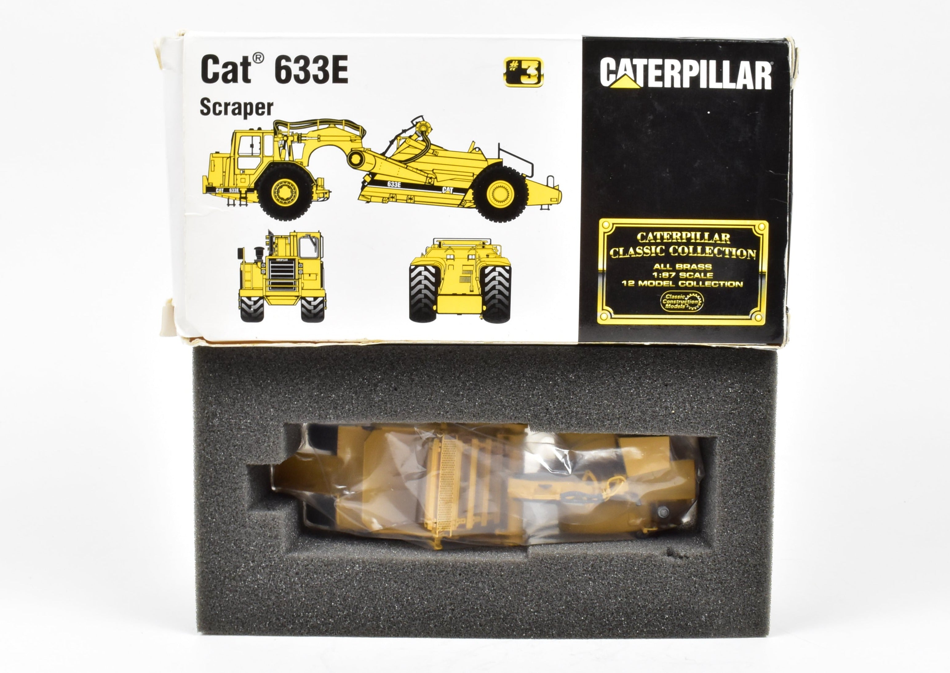 High - Quality HO Scale Brass Construction Model - Factory - Painted Yellow Caterpillar 633E Scraper by CCM Models