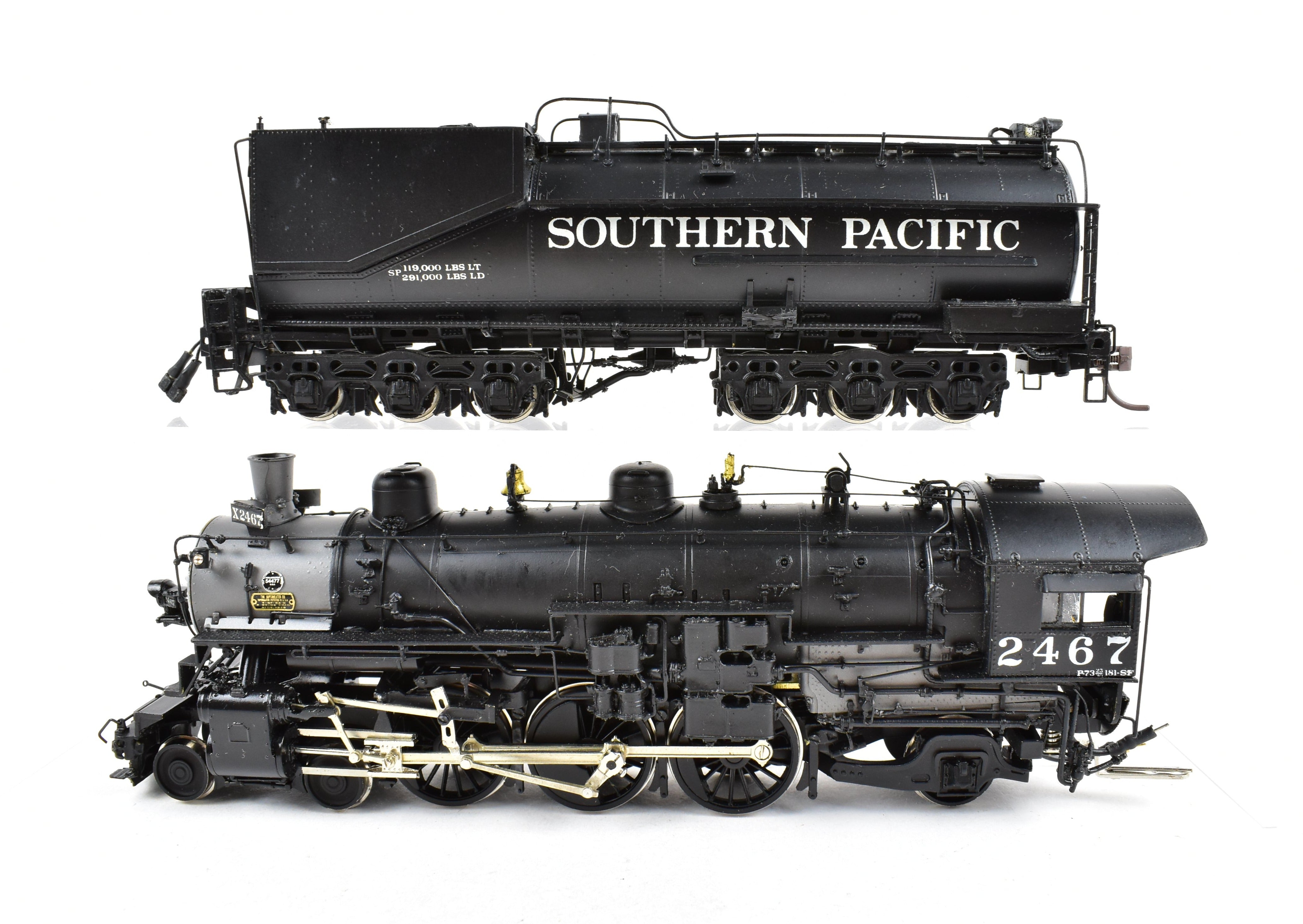 HO Scale Brass Precision Model Train by Precision Scale Co. - Southern Pacific Class P - 8 4 - 6 - 2 Steam Locomotive Custom Painted with Number 2467