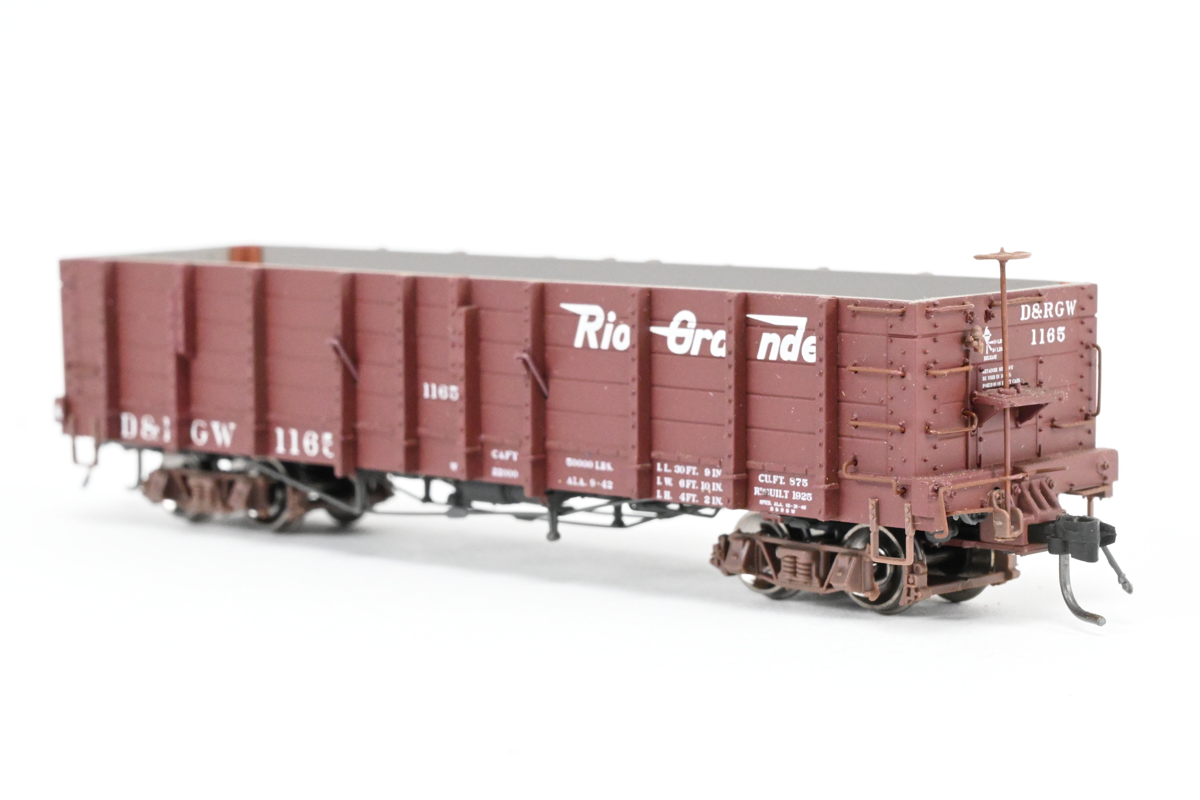 HOn3 Blackstone Models D&RGW High Side Gondola No. 1165 with Flying Grande Herald