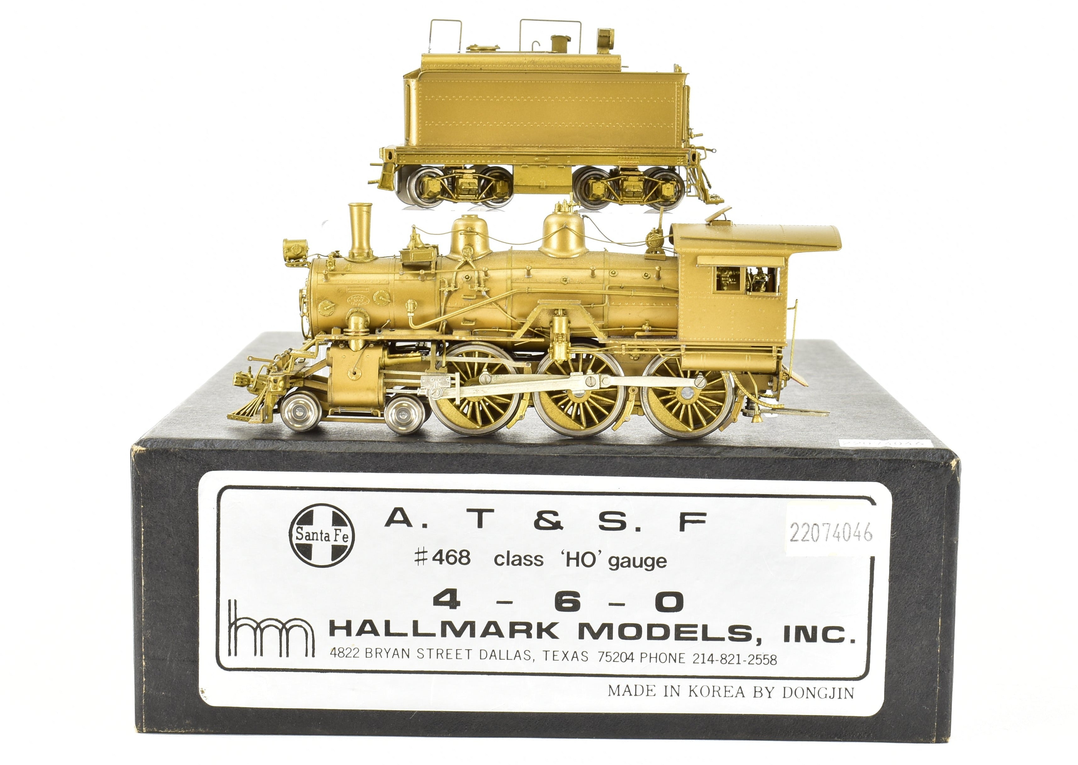 1985 HO Brass Hallmark Models ATSF Santa Fe #468 Class 4-6-0 Locomotive