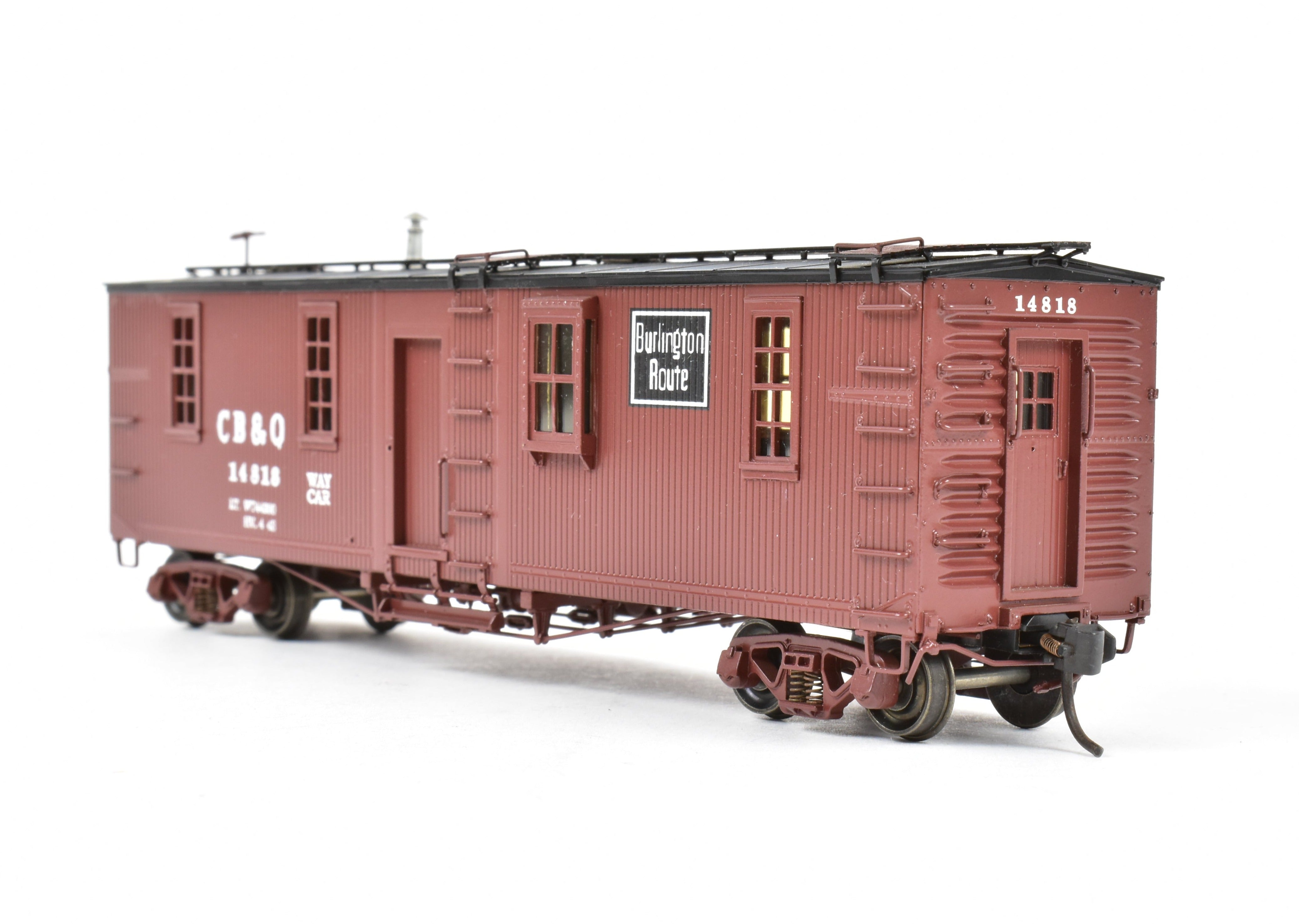 High - Quality HO Scale Brass Model Railway Classics CB&Q - Burlington Route War Emergency Waycar with Factory Painting and REBOXX Design