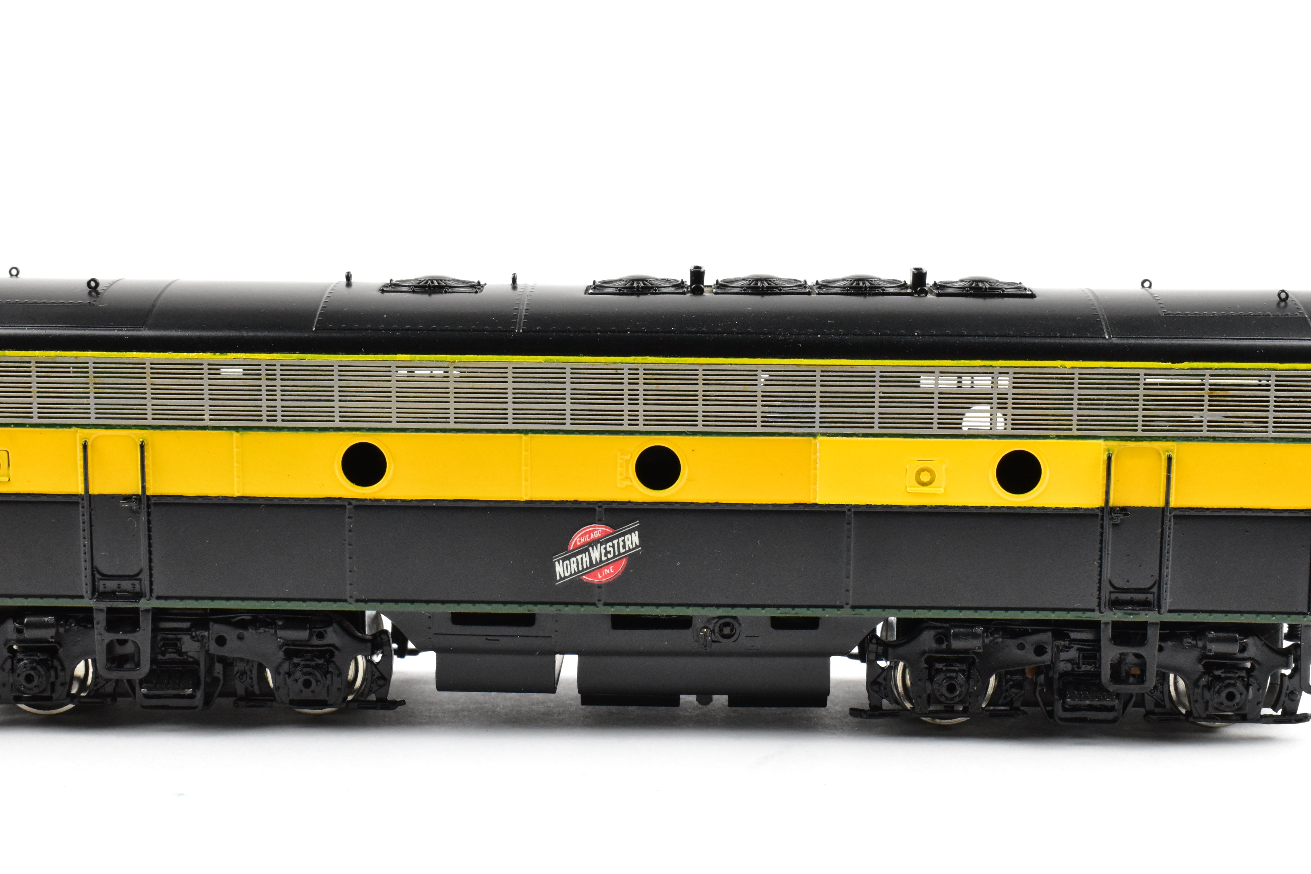 High - Quality HO Scale Brass Model Train Set - Chicago and Northwestern EMD F7A/F7B/F7A Phase I 1500 HP 3 - Unit Set in Freight Scheme by Oriental Limited