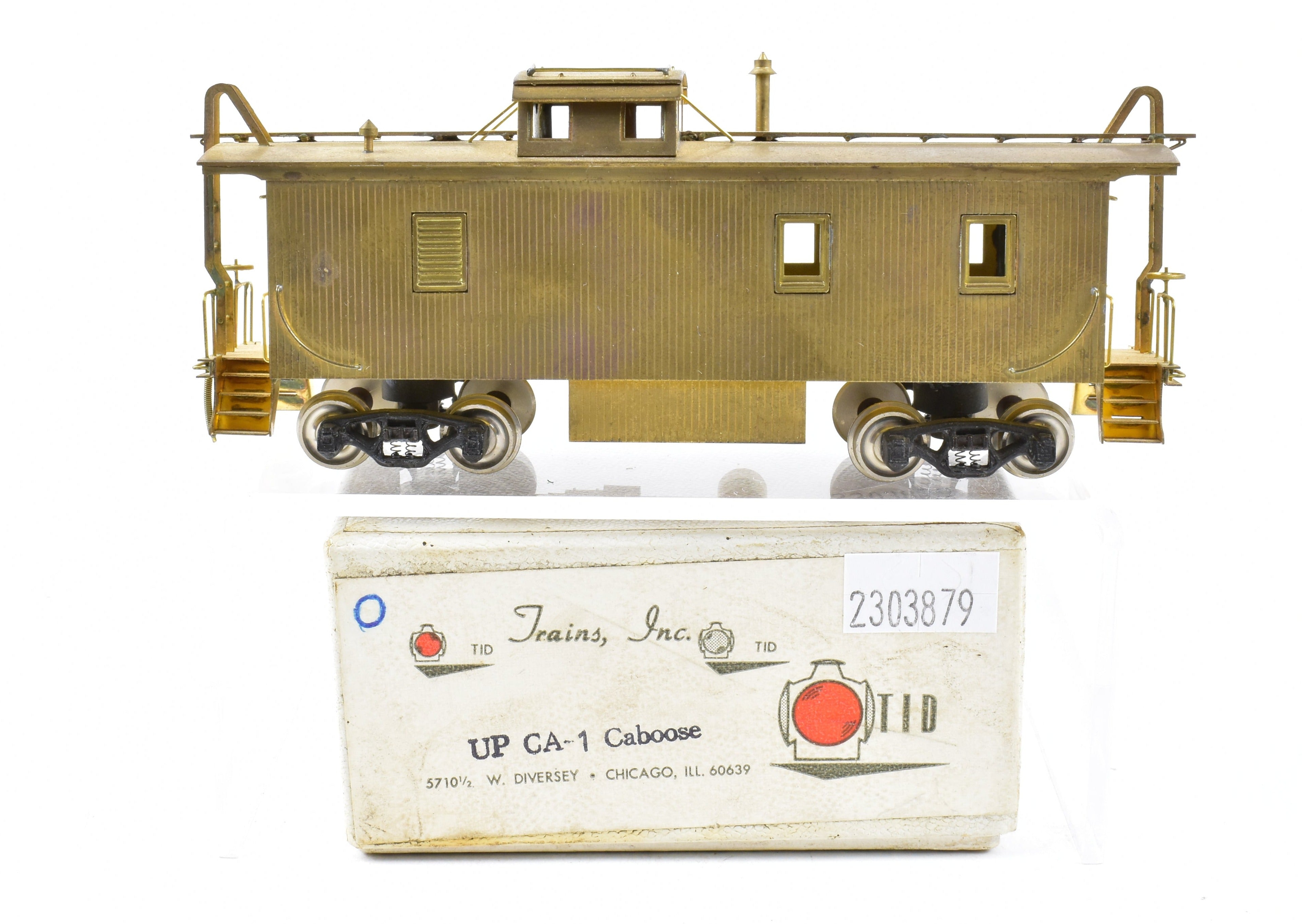 HO Scale Brass Union Pacific CA - 1 Wood Caboose Model by Trains Inc. with Detached Trucks