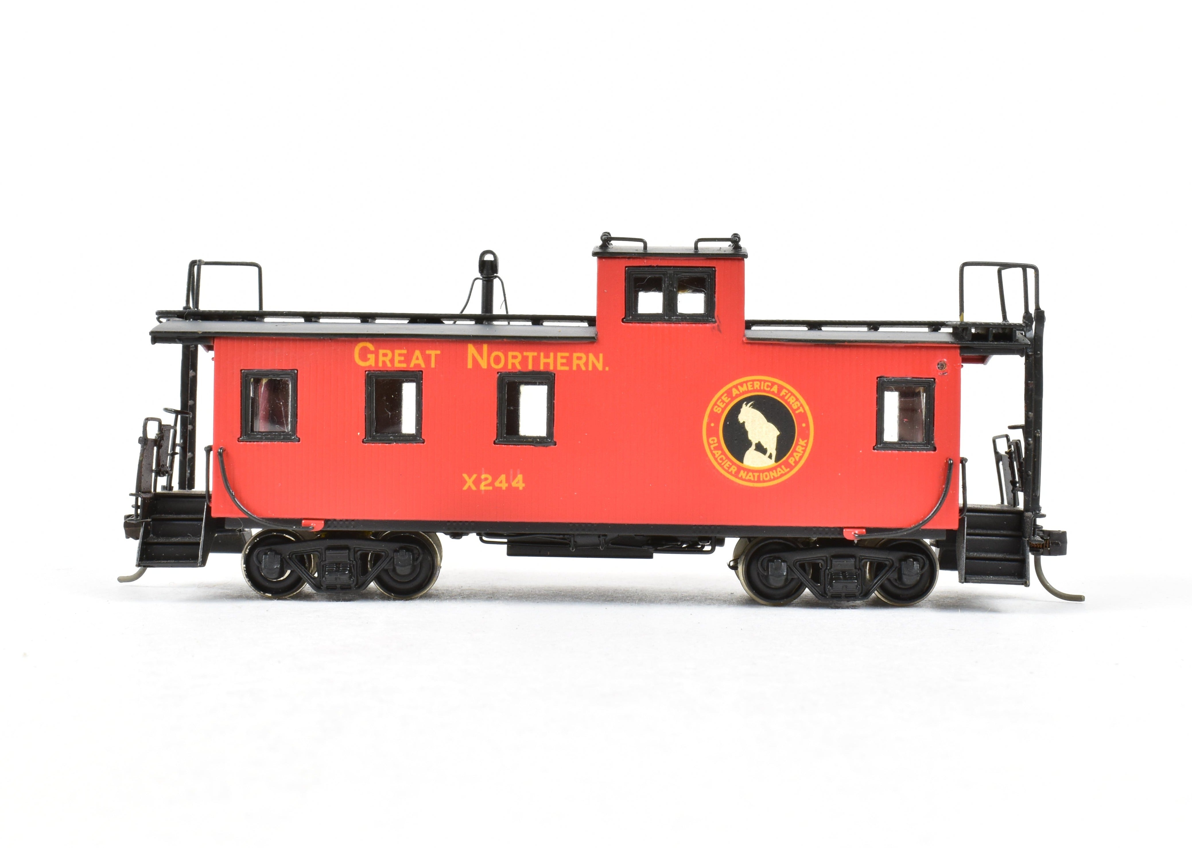 HO Scale Brass 30' Wood Sides Caboose Model by Overland Models, Inc. (OMI) for Great Northern with Incorrect Original Box