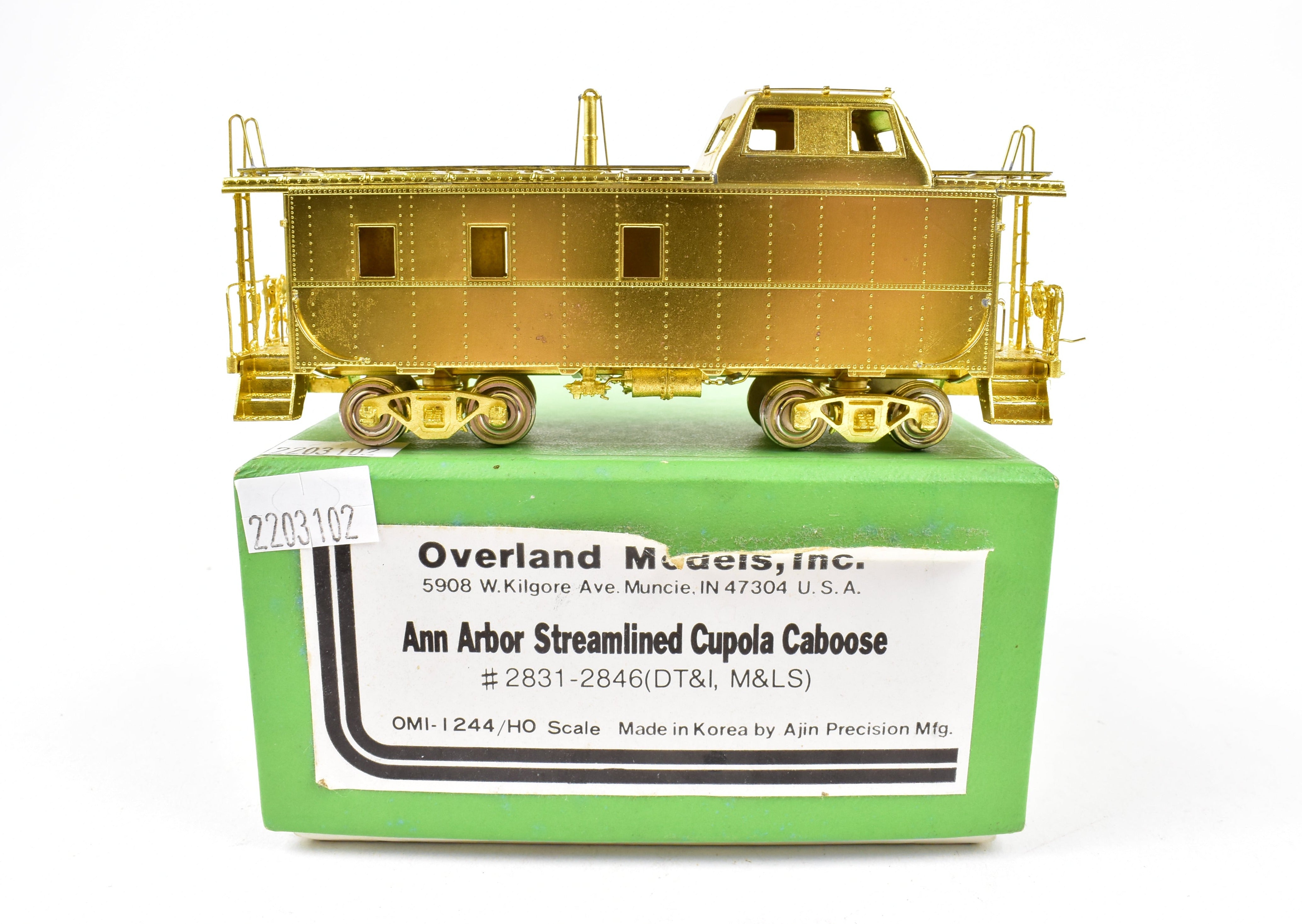 HO Scale Brass Model Train - Overland Models, Inc. Ann Arbor Streamlined Cupola Caboose from #2831 - 2846 Series