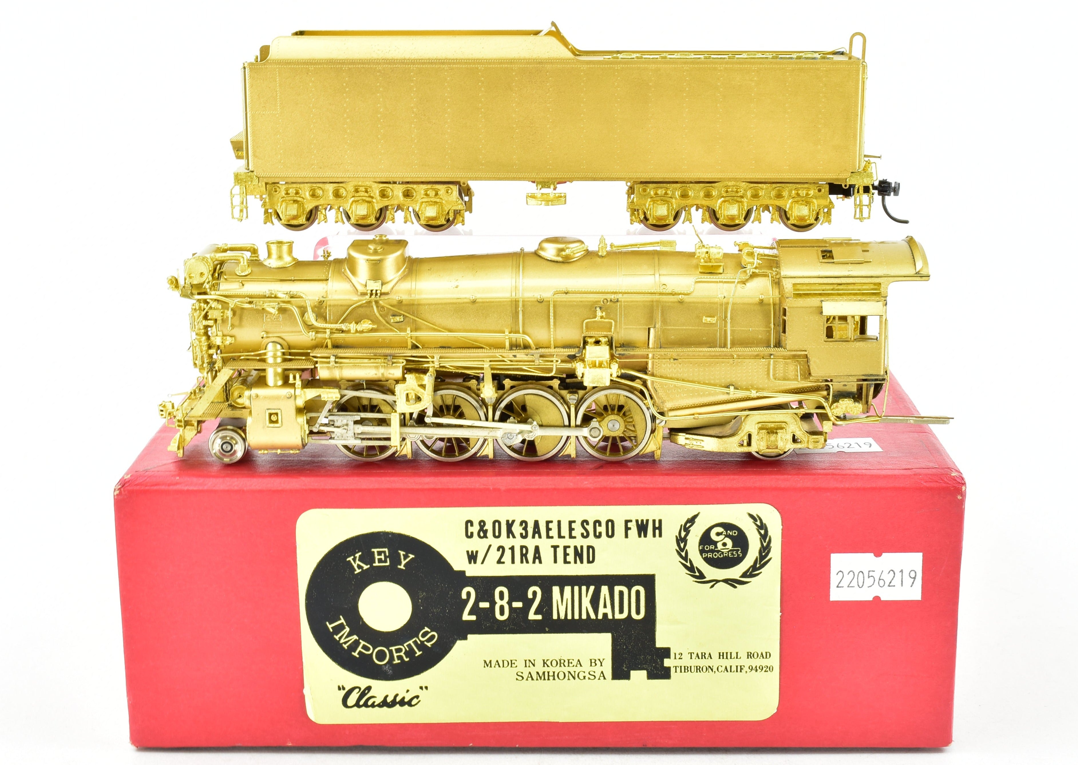 HO Scale Brass Model Train - Key Imports C&O Chesapeake & Ohio K3a Class 2-8-2 Mikado Locomotive with Elesco Feed Water Heater and 21RA Tender