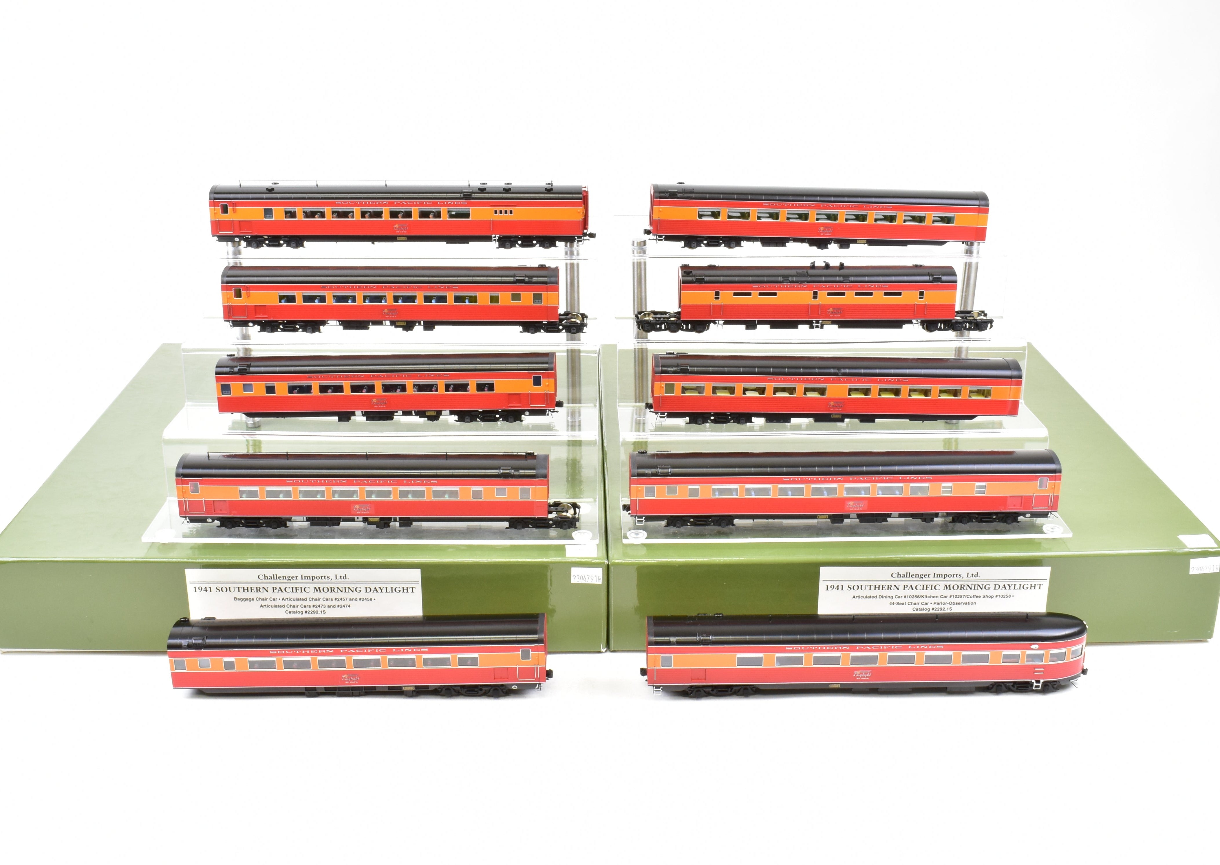 High - Quality HO Scale Brass Model Train CON CIL - Challenger Imports SP - Southern Pacific 1941 Morning Daylight 16 - Car Complete Full Train Set Along with 10 - Car Set and Two 3 - Car Add - On Sets FP