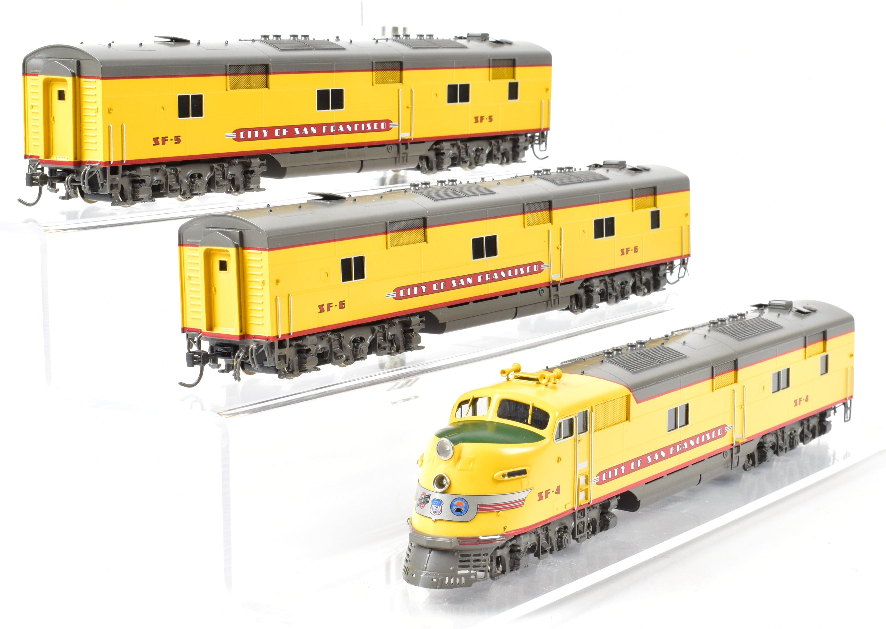 HO Scale Brass Consist of Challenger Imports Union Pacific City of San Francisco EMD E6 A/B/B Locomotive Set for Model Railroading