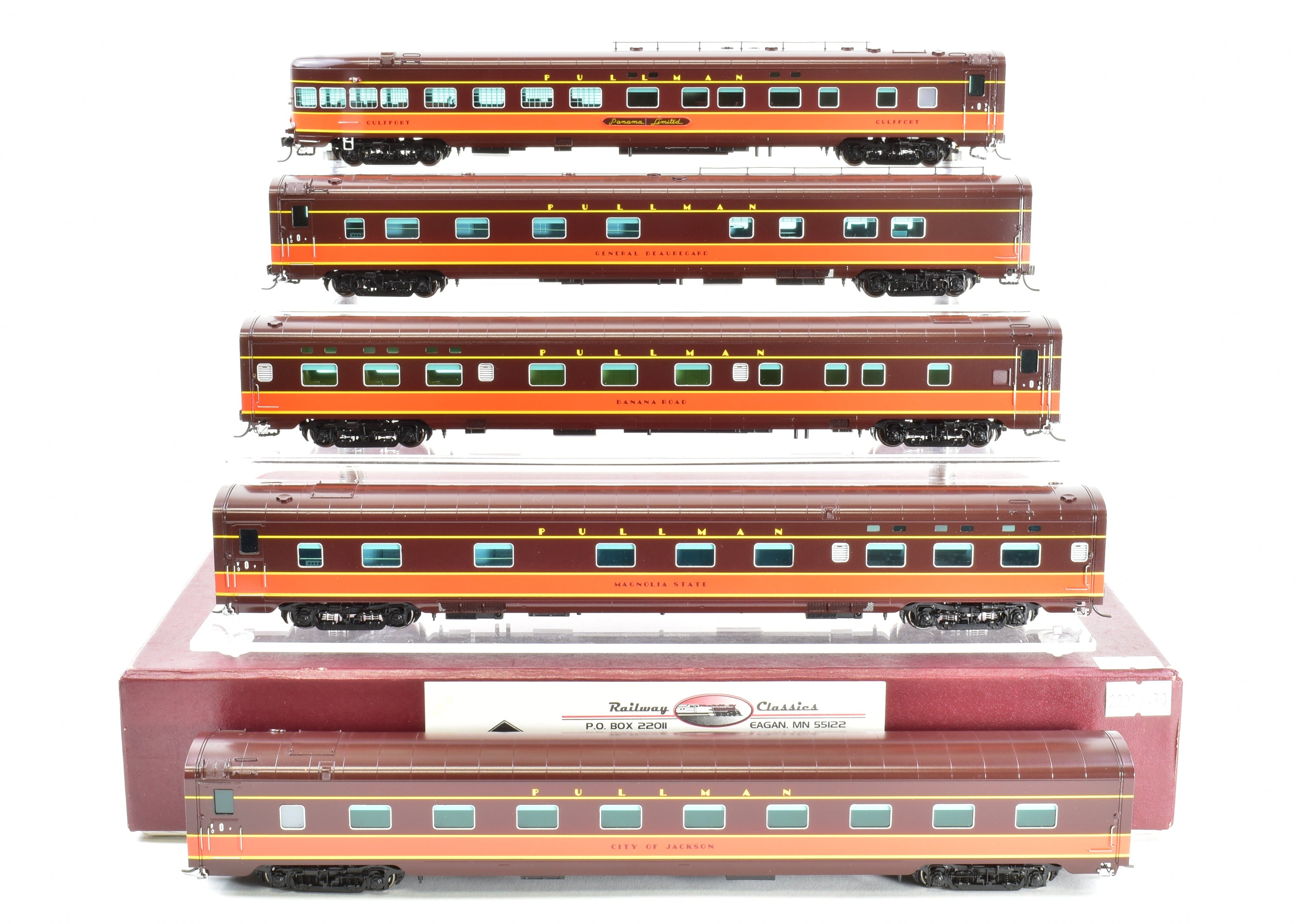 HO Scale Brass Model Train Set - Railway Classics Illinois Central 1942 Panama Limited 10-Car Set with EMD E6 AA Set F/P, Featuring ESU DCC & Sound System