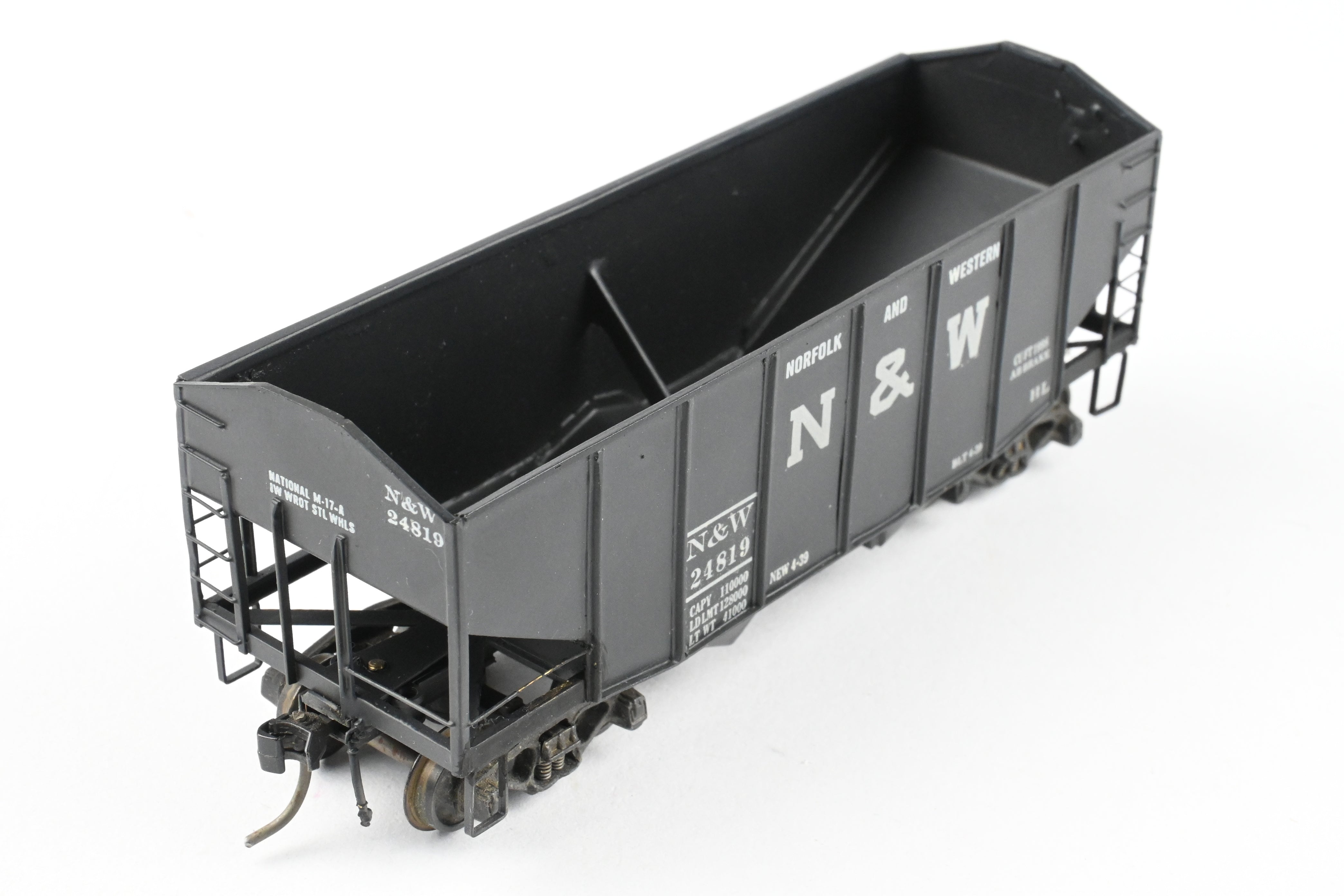 HO Scale Brass Custom Painted N&W (Norfolk & Western) 55-Ton 2-Bay Hopper Model for N&W Coal Trains - REBOXX Packaging