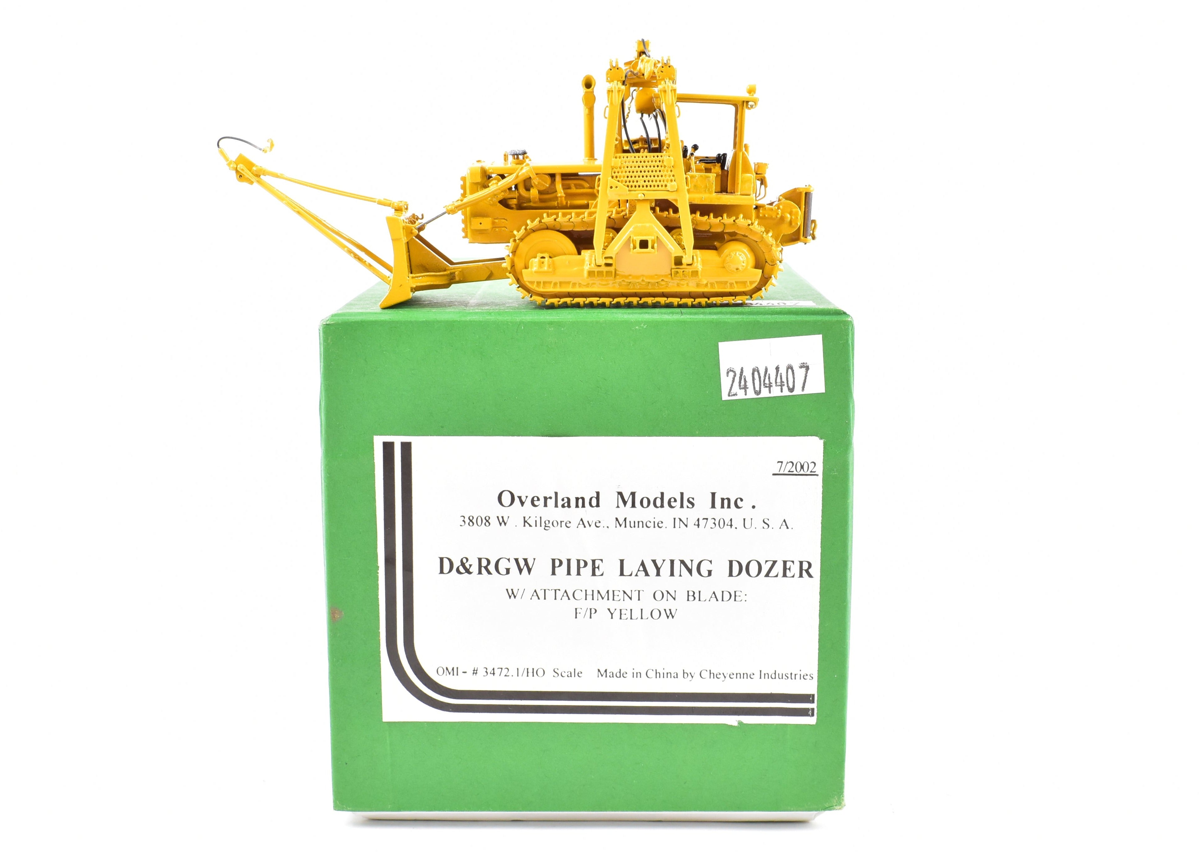 HO Brass OMI Overland D&RGW Pipe Laying Dozer FP in Factory Yellow