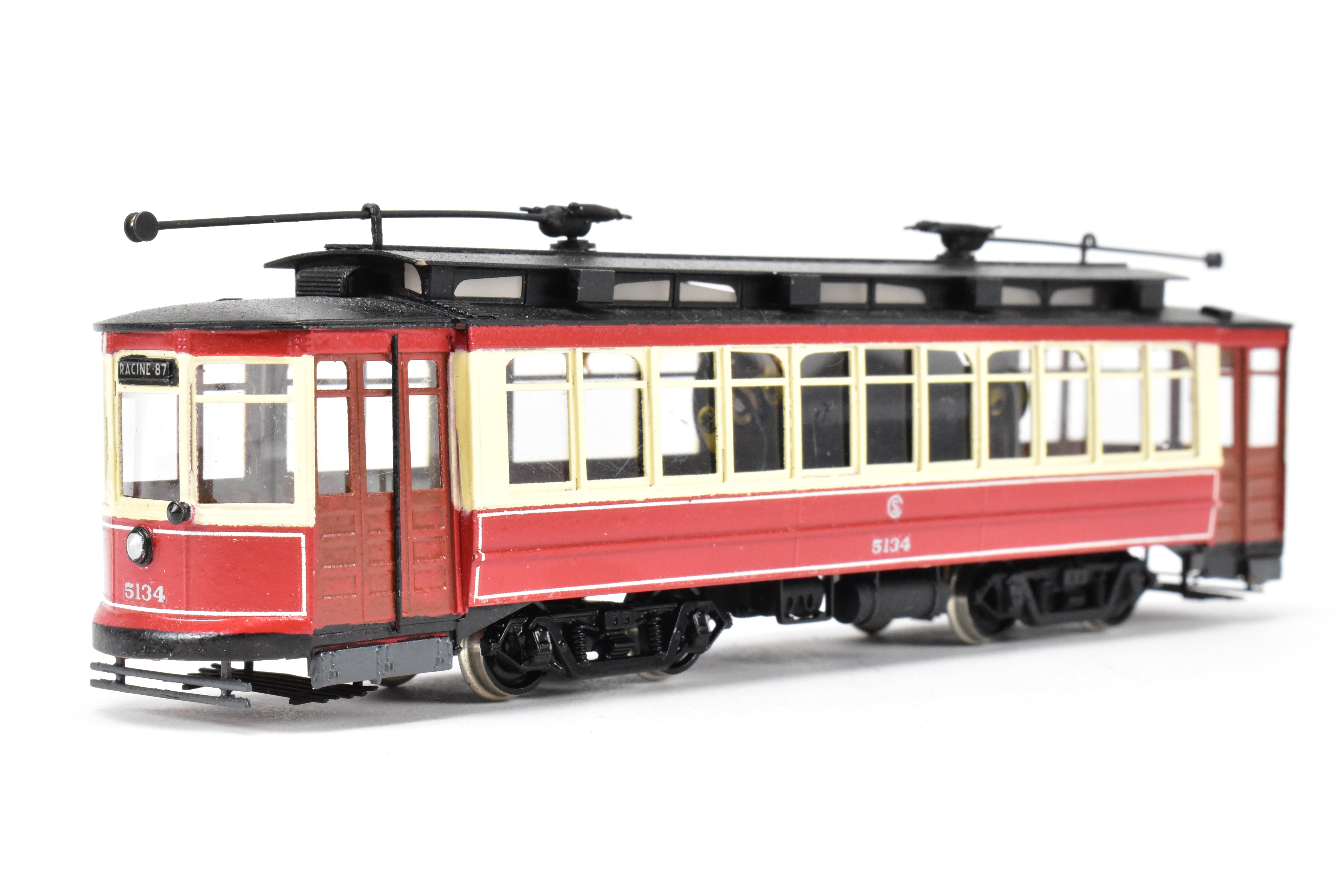 HO Scale Brass Interurban Model - Fairfield Models 347 CSL Chicago Surface Lines Short Brill Car with Custom Paint Job, Road Number 5124, in REBOXX Packaging