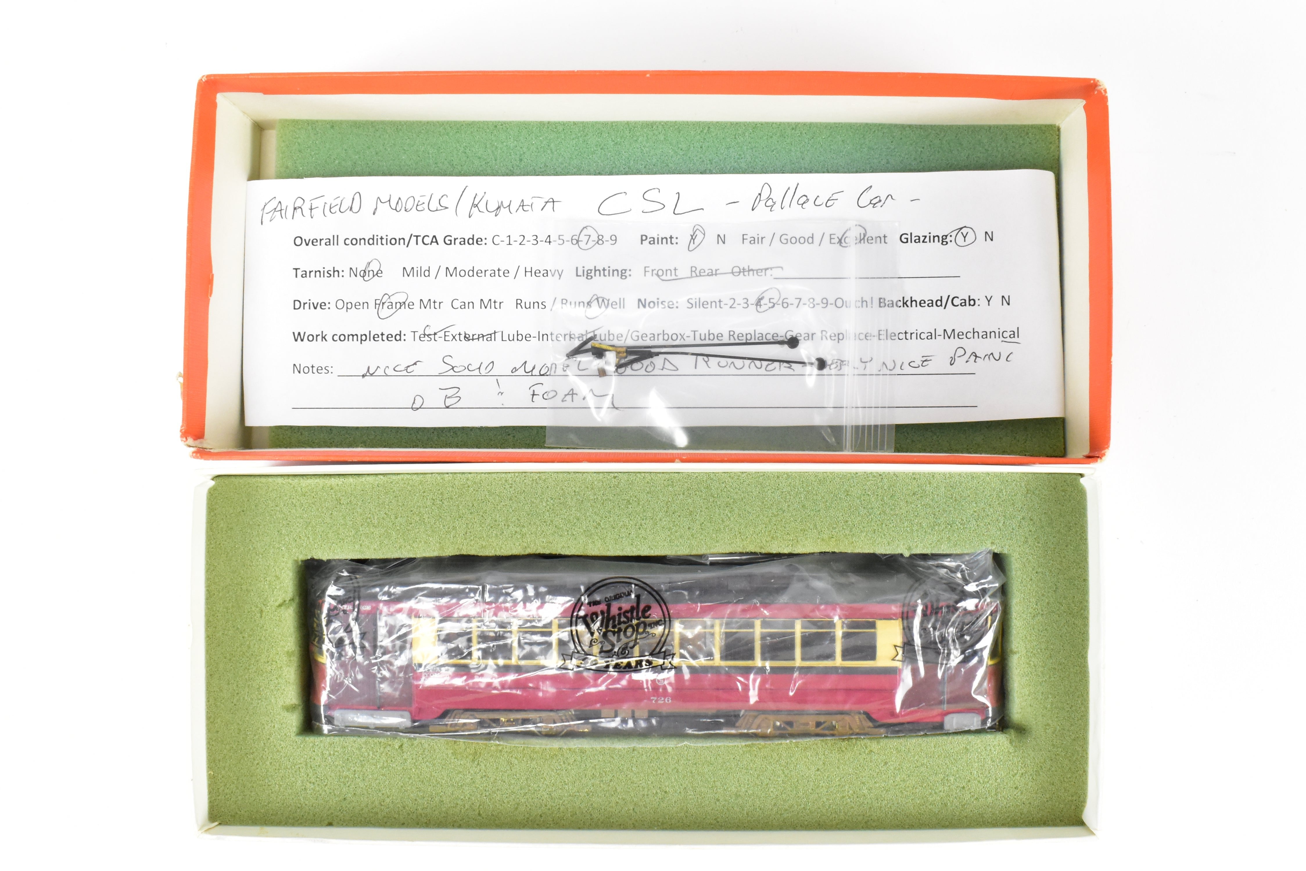 HO Scale Brass Chicago Surface Lines Pullman Car Model - Fairfield Models 343 CSL Custom Painted with Road Number 726
