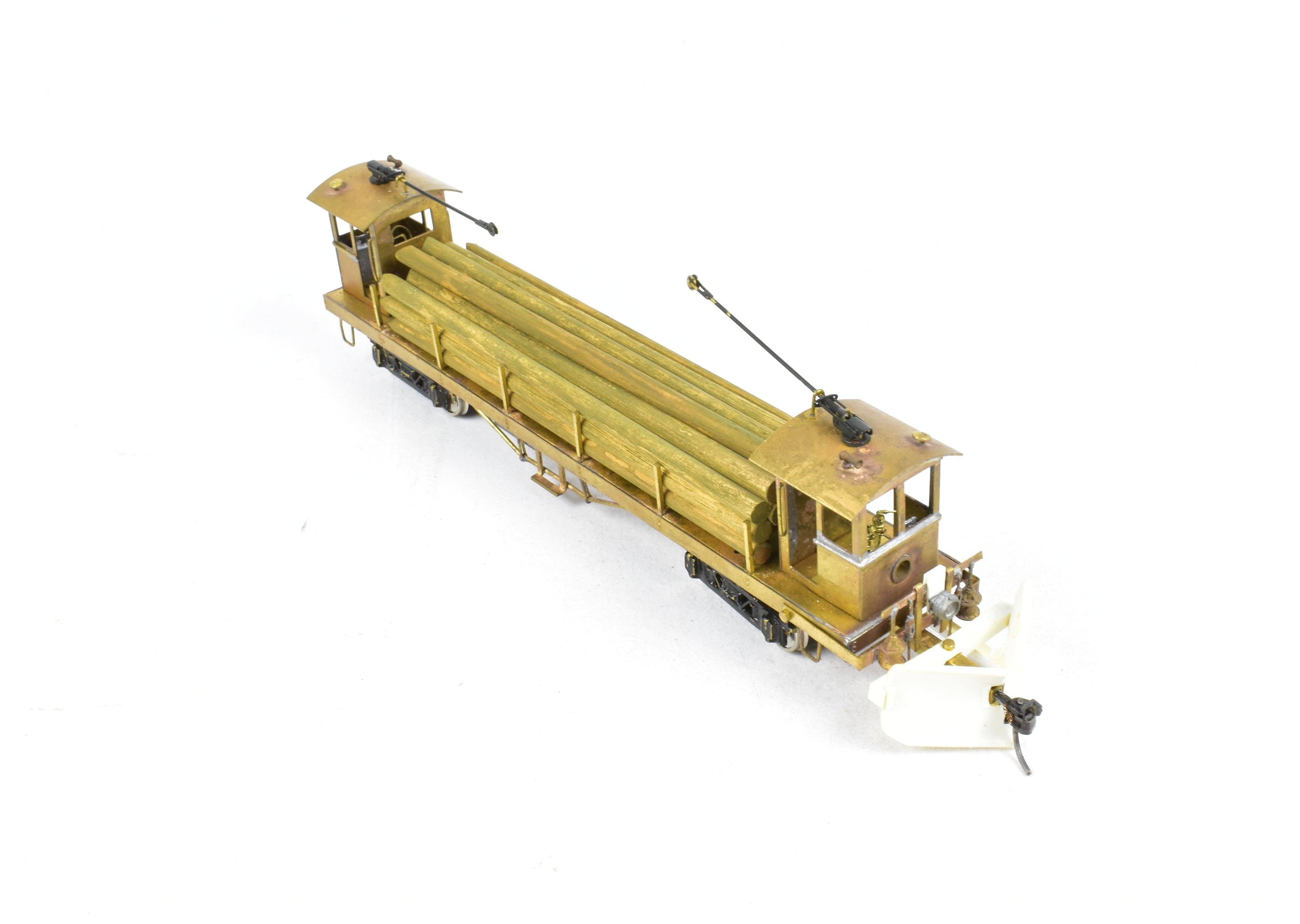 Custom - Built HO Scale Brass Traction Line Pole Car with Load from an Unknown Japanese Importer