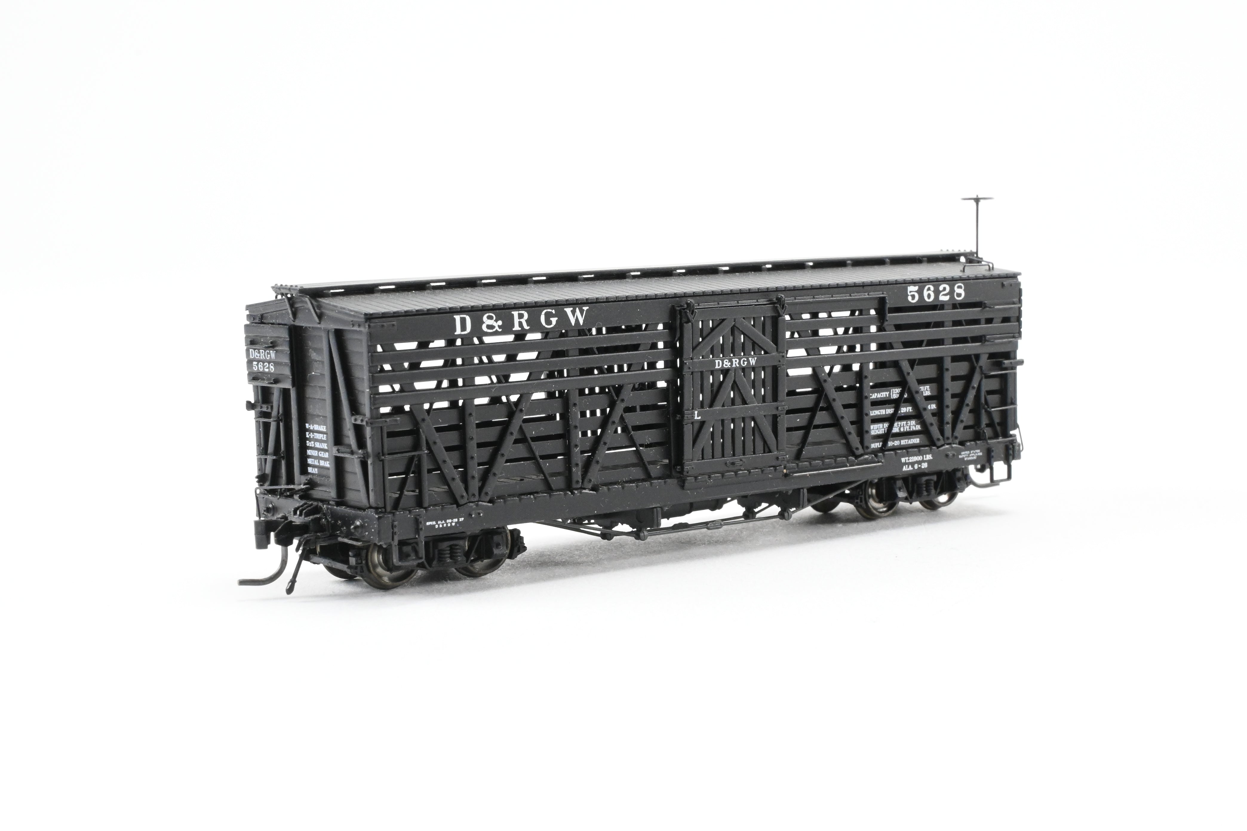 HOn3 Blackstone D&RGW - Denver & Rio Grande Western 30' Black Stock Car No. 5628