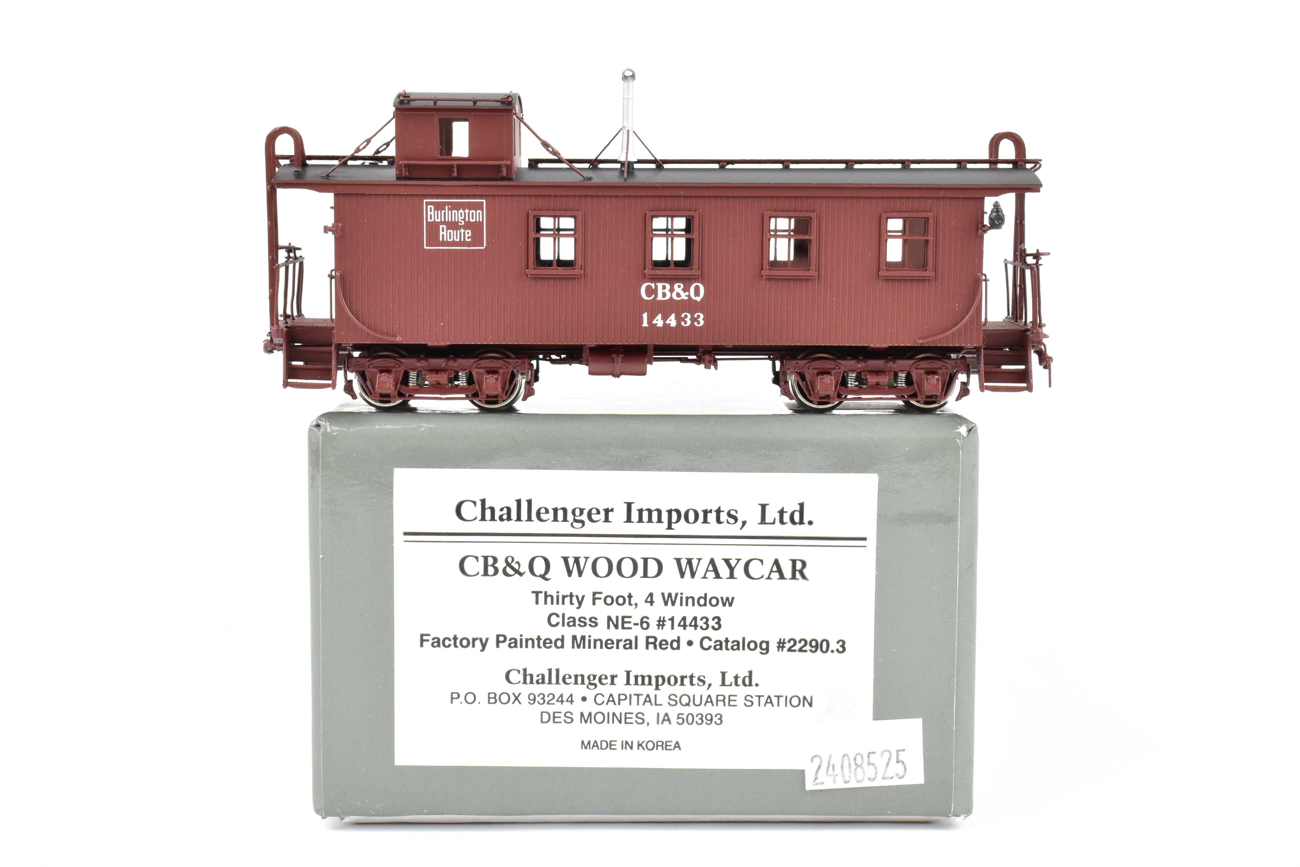 HO Scale Brass Challenger Imports CB&Q Burlington Route 30 ft Wood Waycar No. 14433