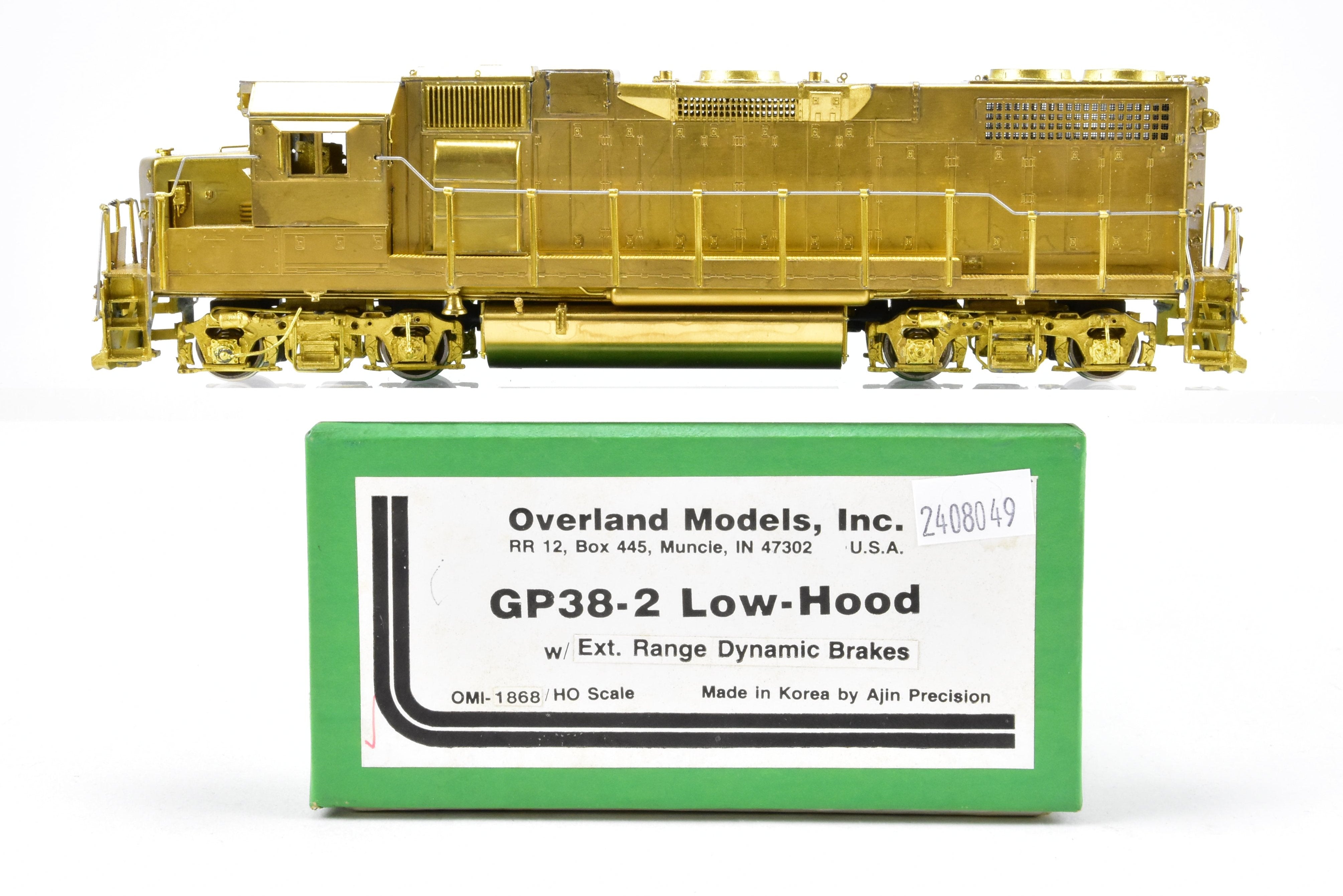HO Scale Brass Locomotive Model - Overland Models Inc. EMD GP38 - 2 with Extended - Range Dynamic Brakes for Various Railroads