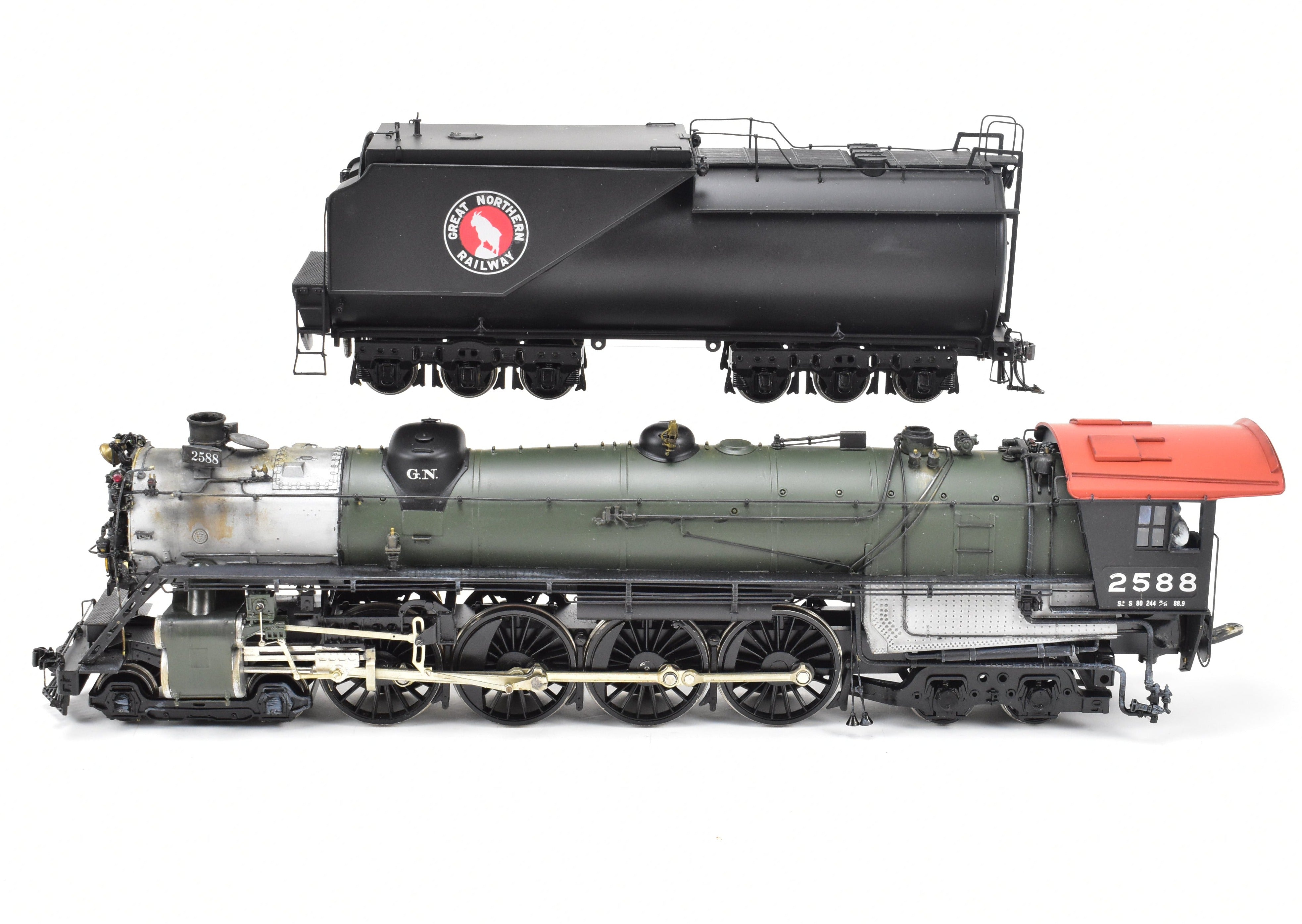O Scale Brass Model Train - Sunset Models Great Northern S - 2 Class 4 - 8 - 4 Custom Painted Locomotive No. 2588