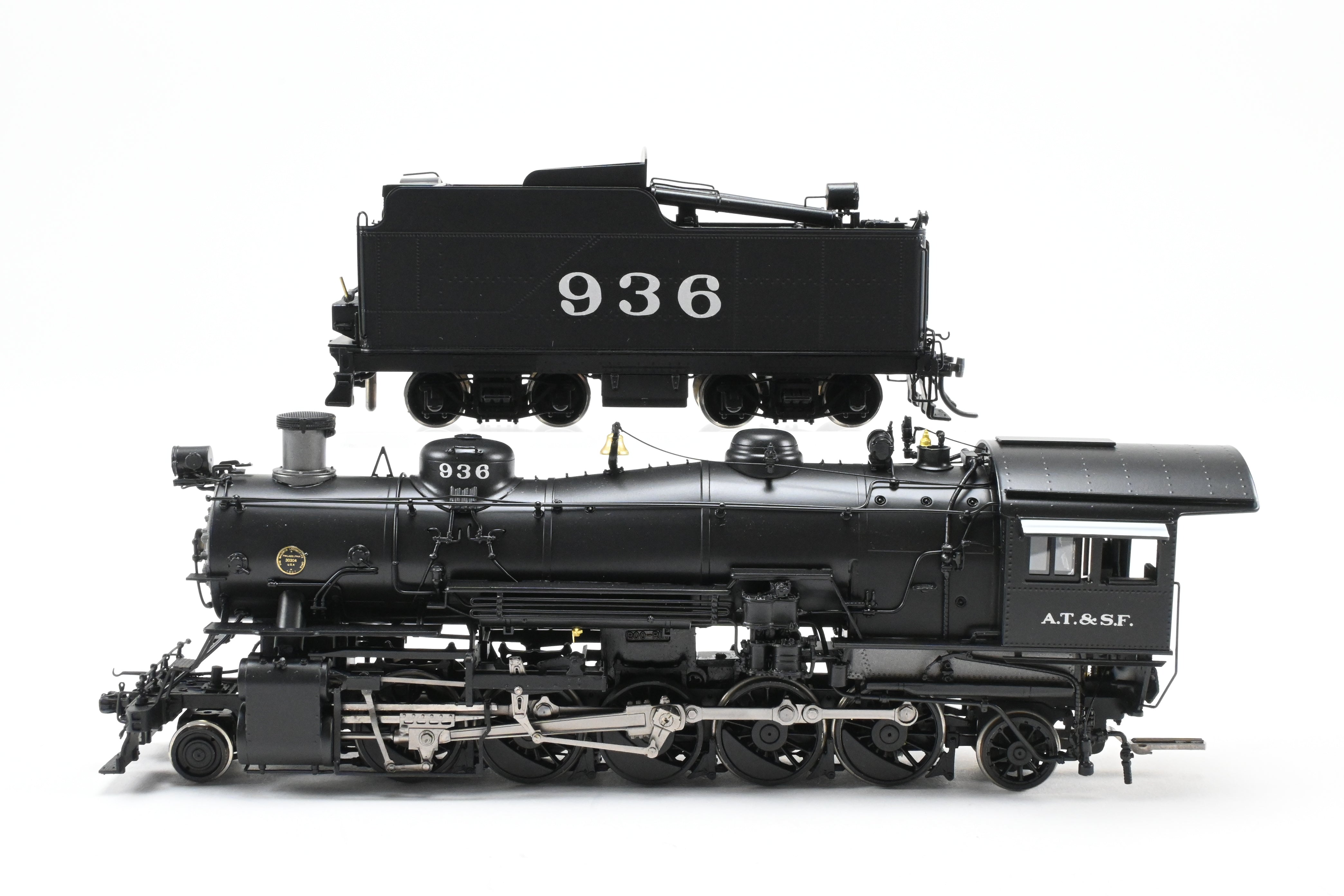 HO Scale Brass Division Point ATSF - Santa Fe 2-10-2 Freight Passenger Locomotive #936 with 8500 Gallon Coal Tender Model