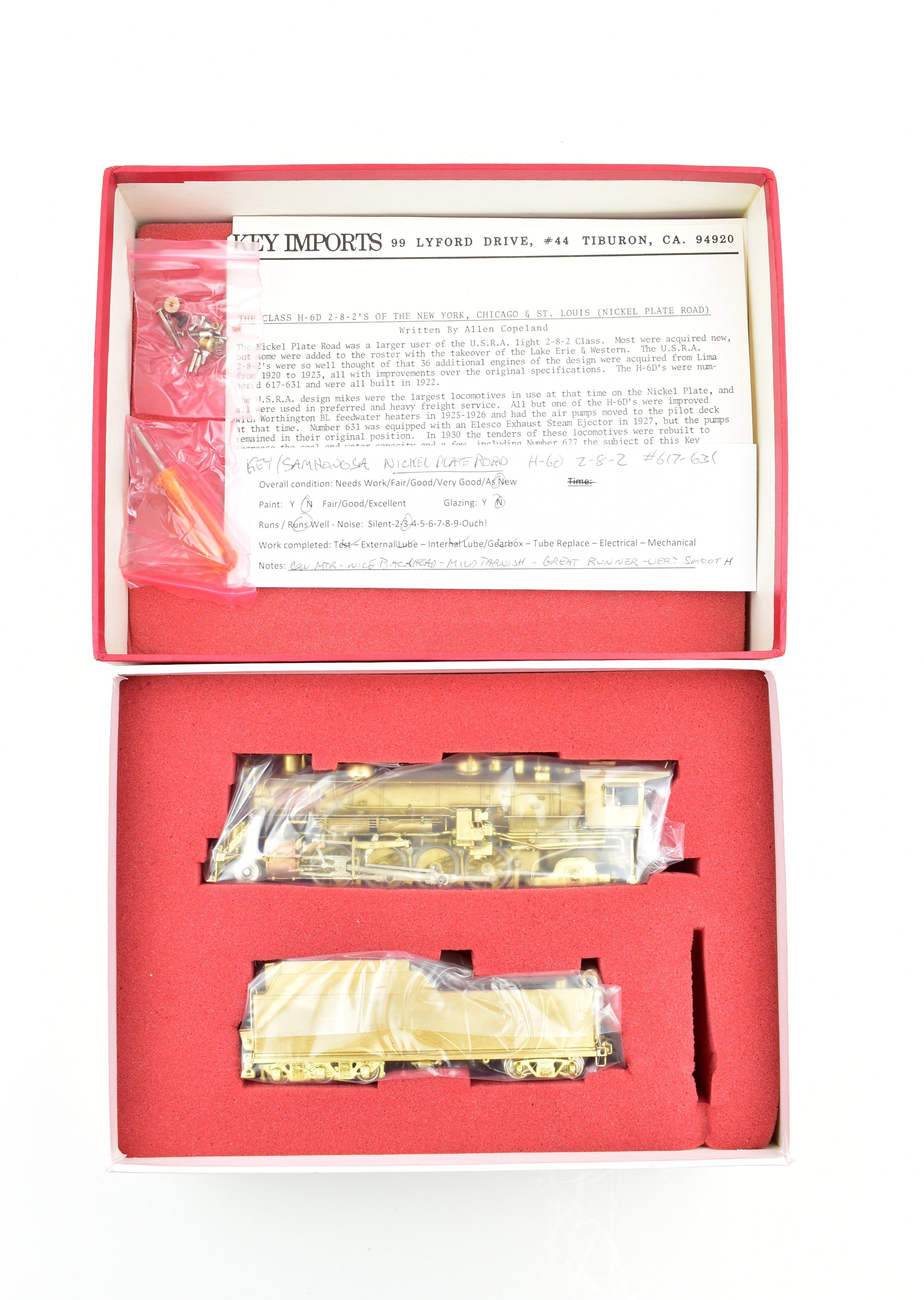 HO Brass Key Imports NKP Nickel Plate Road H-6d 2-8-2 Mikado Locomotives #617 & #631