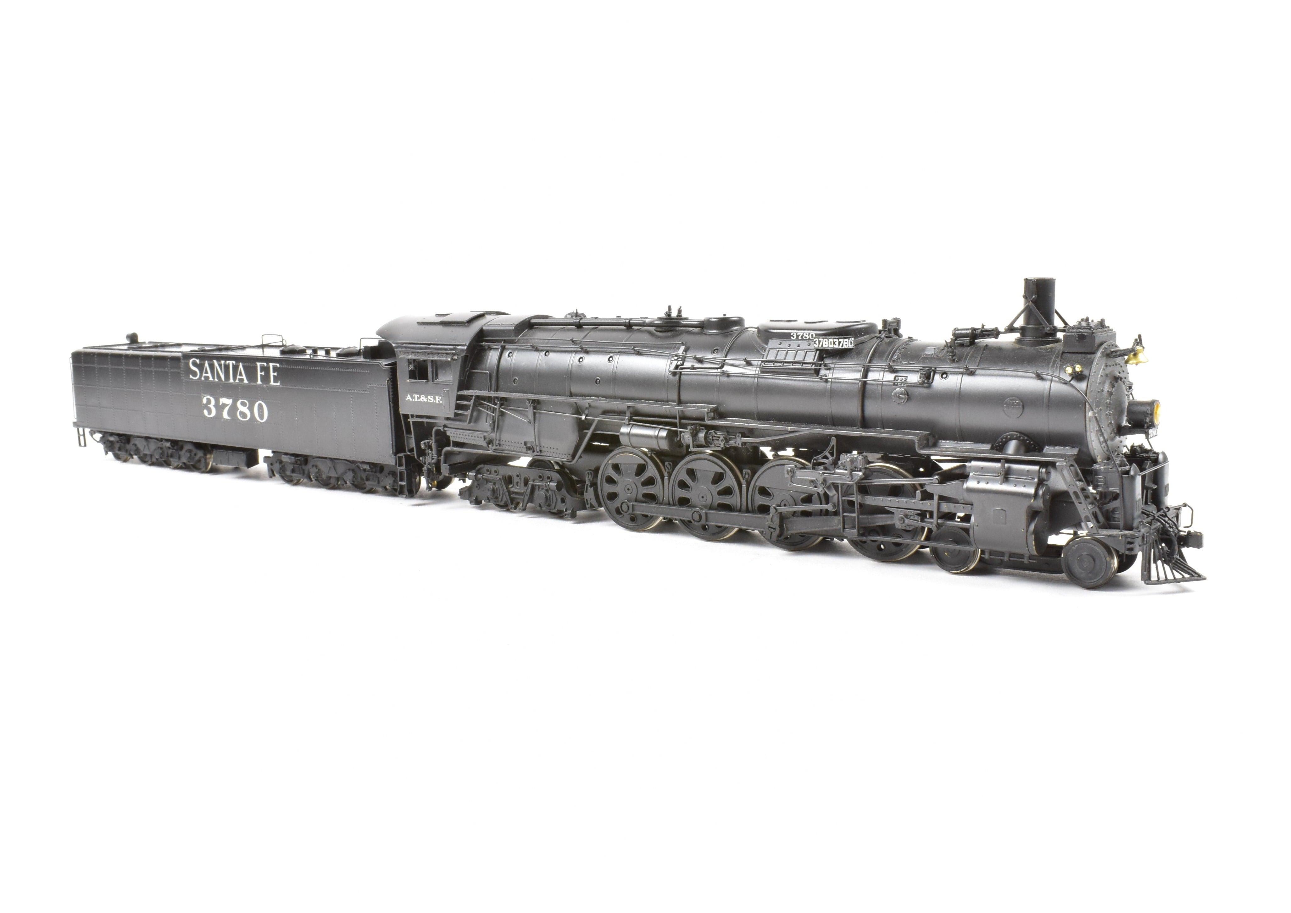 High - Quality HO Scale Brass Model Train CON PFM - United ATSF - Santa Fe 4 - 8 - 4 Northern with Tapered Rods, Custom - Painted Version