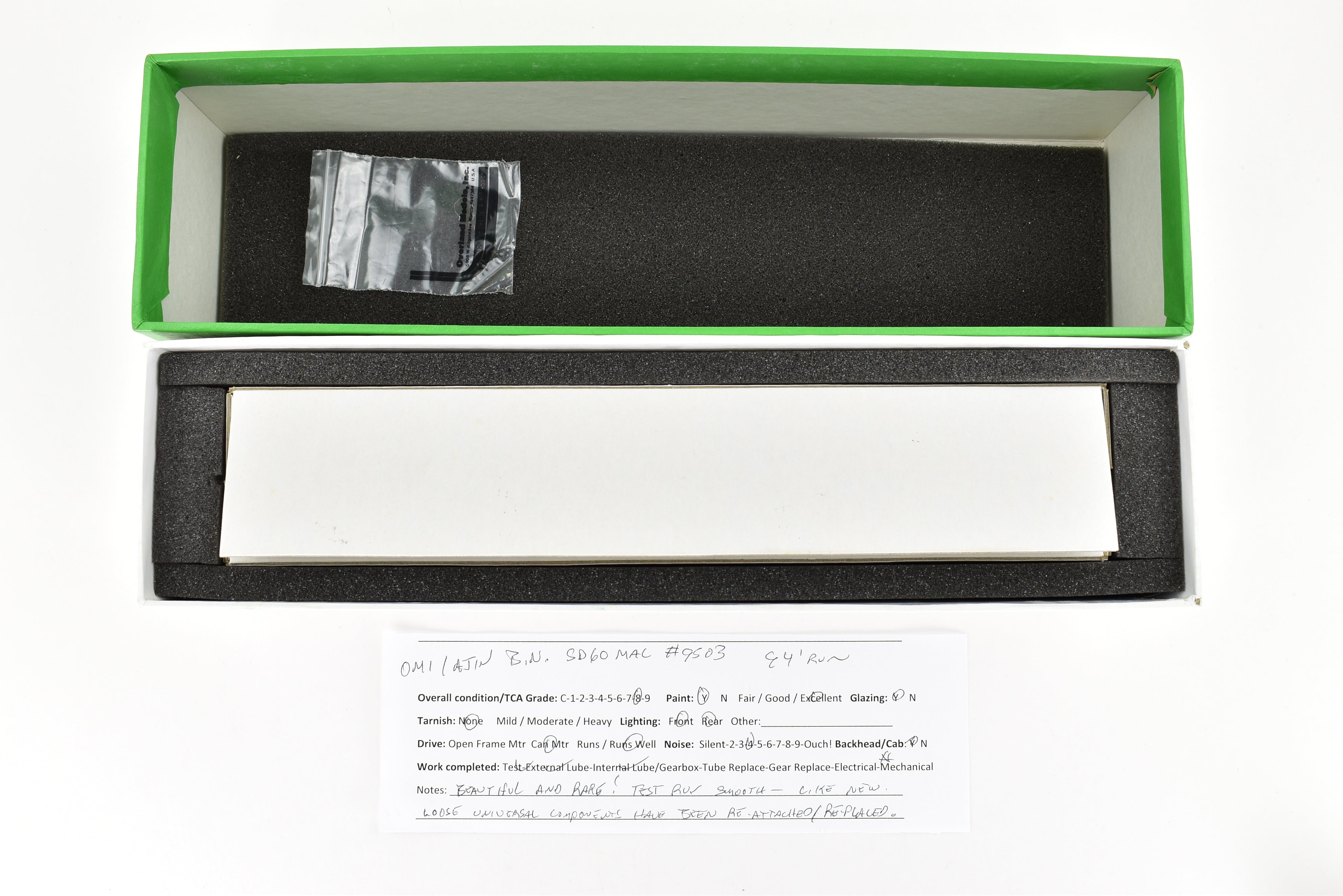 HO Scale Brass Locomotive Model - Overland Models, Inc. Burlington Northern SD60MAC FP No. 9503 with HTCR Trucks