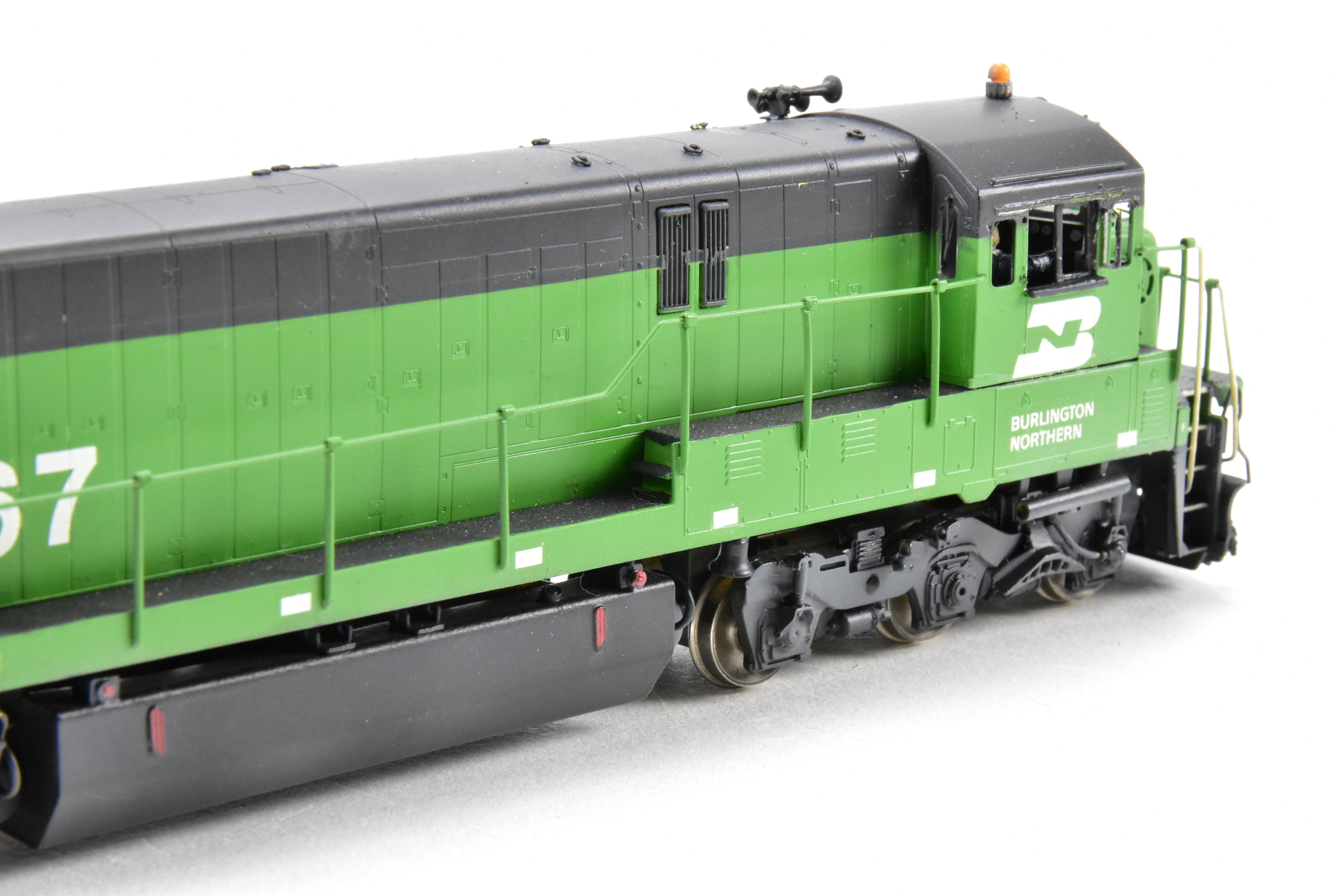 HO Scale Brass Model Train Locomotive - Overland Models Inc. Burlington Northern GE C30 - 7 Four Window Cab Custom Painted Locomotive No. 5567