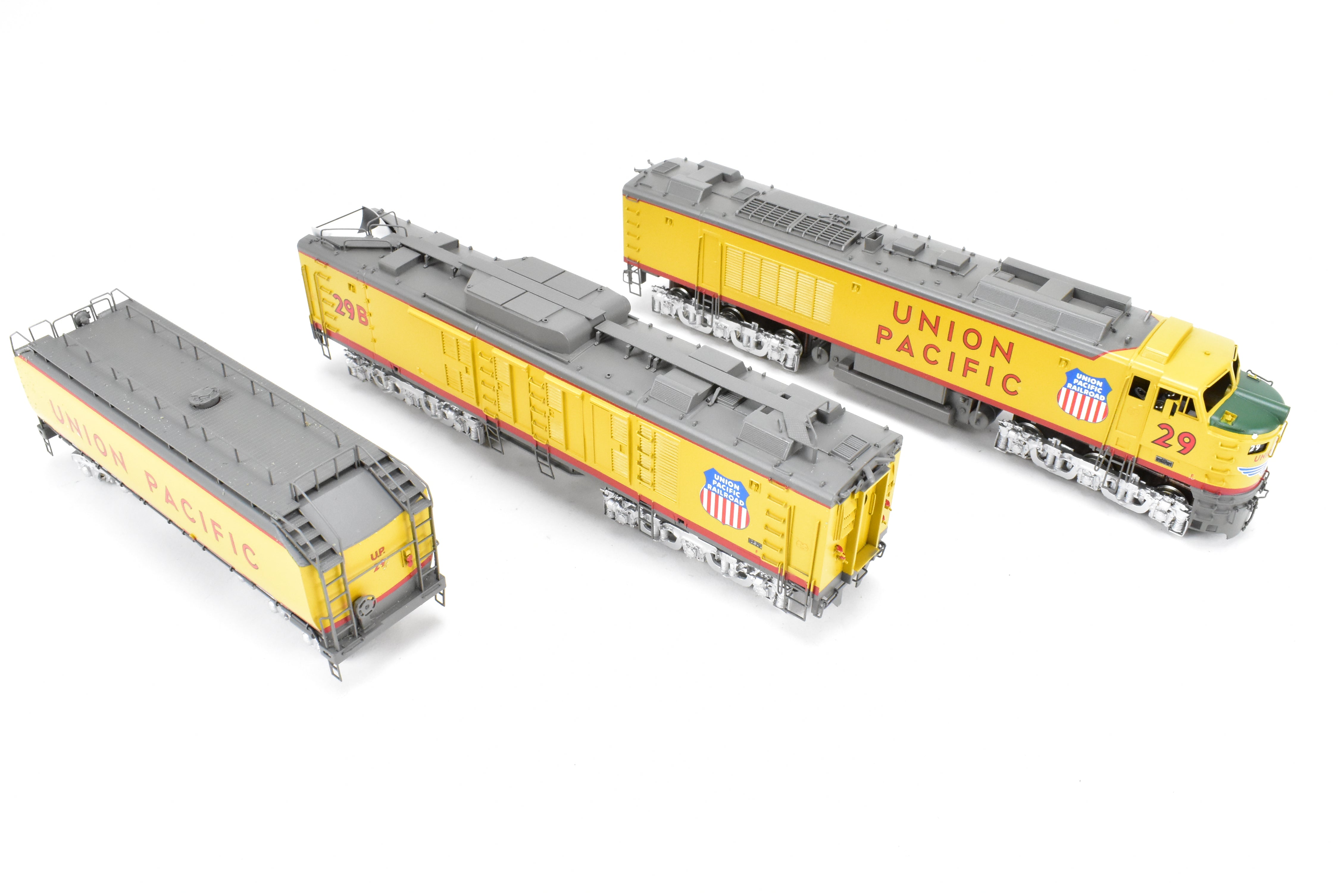 High - Quality HO Scale Brass Alco Models Union Pacific 3 - Unit Gas Turbine Electric Locomotive Set - Professionally Painted #29 & 29B