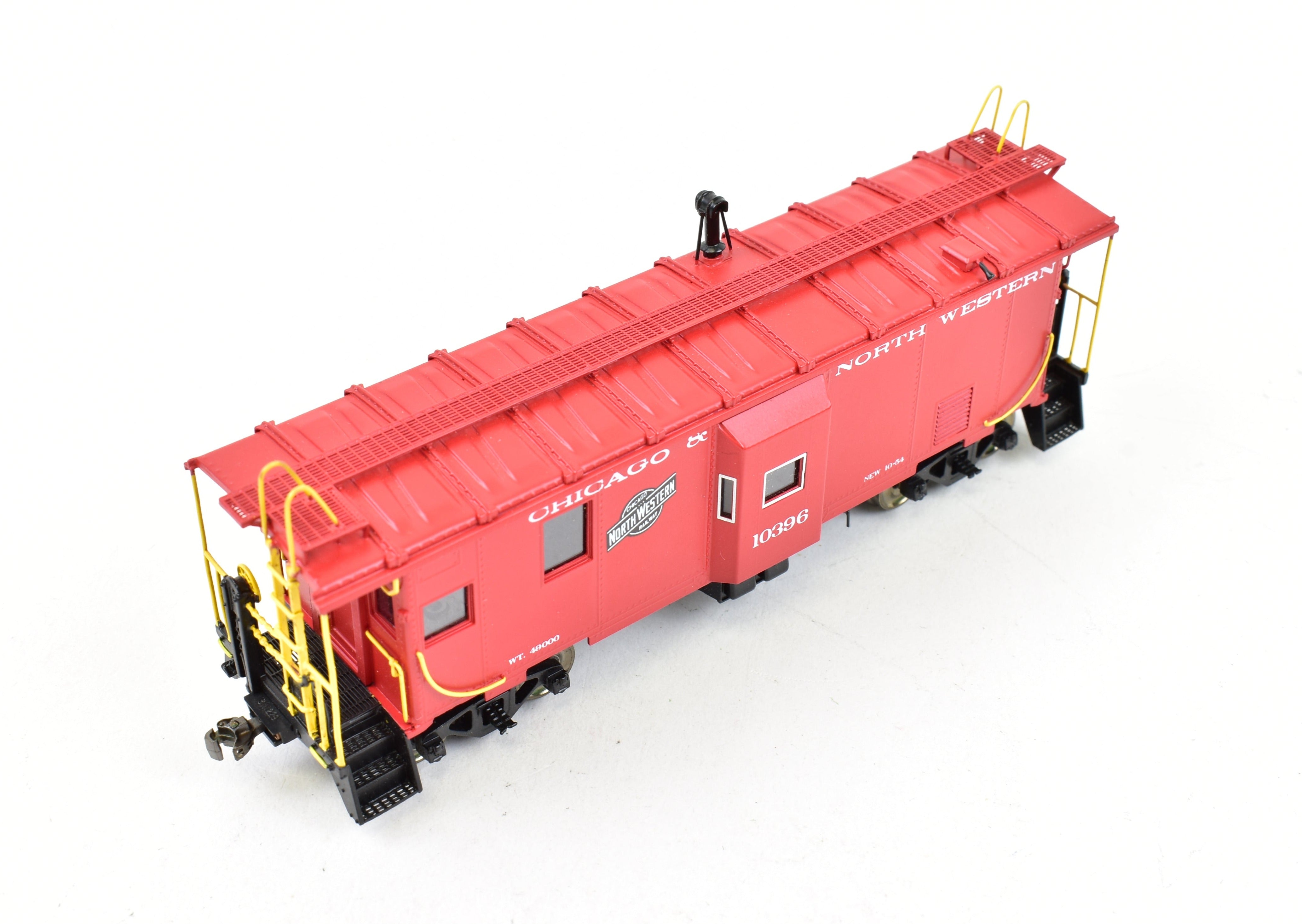 HO Scale Brass OMI - Overland Models, Inc. Chicago & North Western Steel Bay Window Caboose with Factory - Painted Bright Red Finish