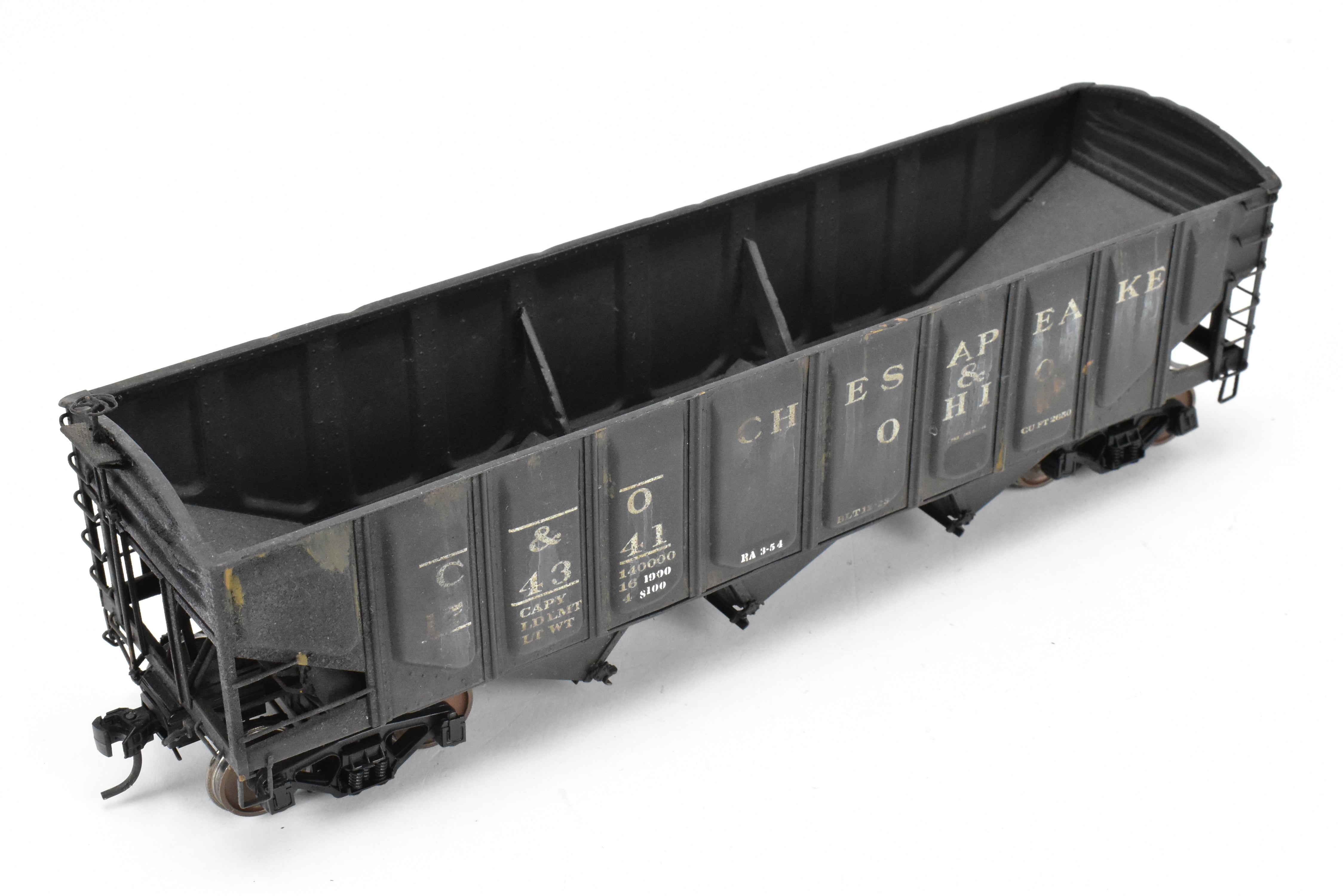 O Scale Custom Weathered Brass C&O 70 Ton Triple Hopper with Rounded Ends