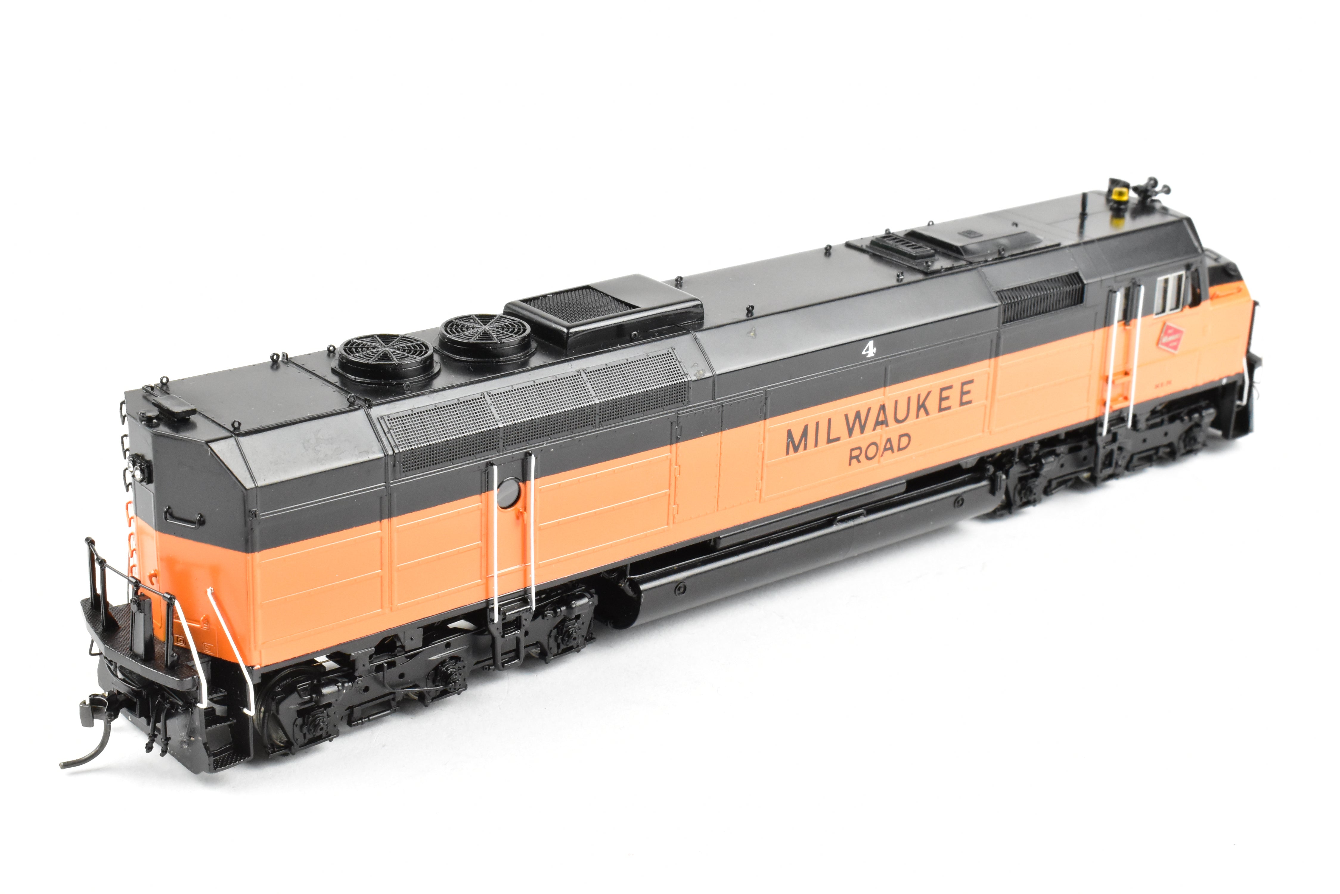 HO Scale Brass Freight Train Model - Overland Models Inc. Milwaukee Road EMD FP45 Freight Version from 1970 Era, Number 4 with DCC Function