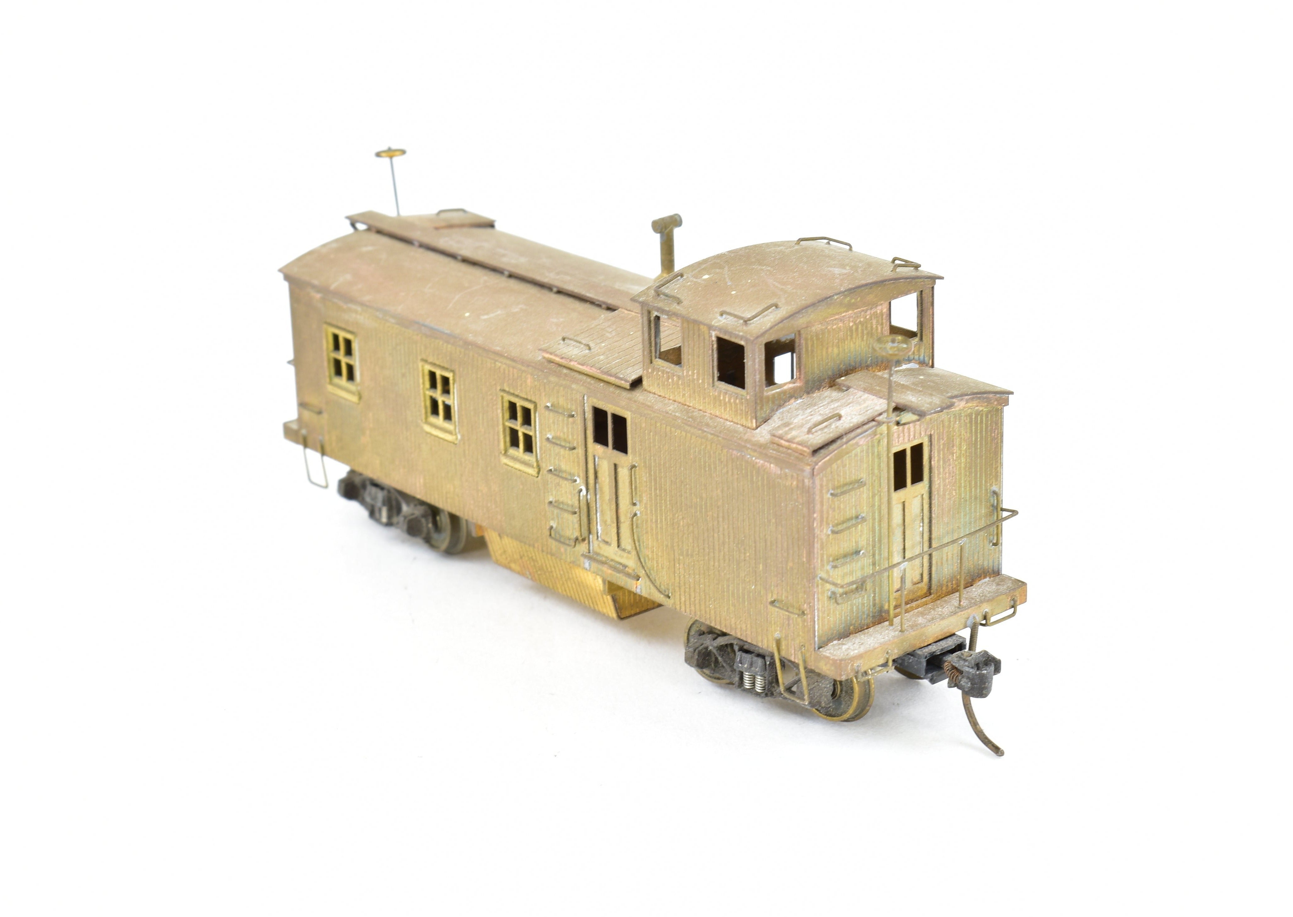 HO Scale Brass Model Trains by Trains, Inc. - ATSF Santa Fe Wood Blind End Caboose in AS-IS Condition