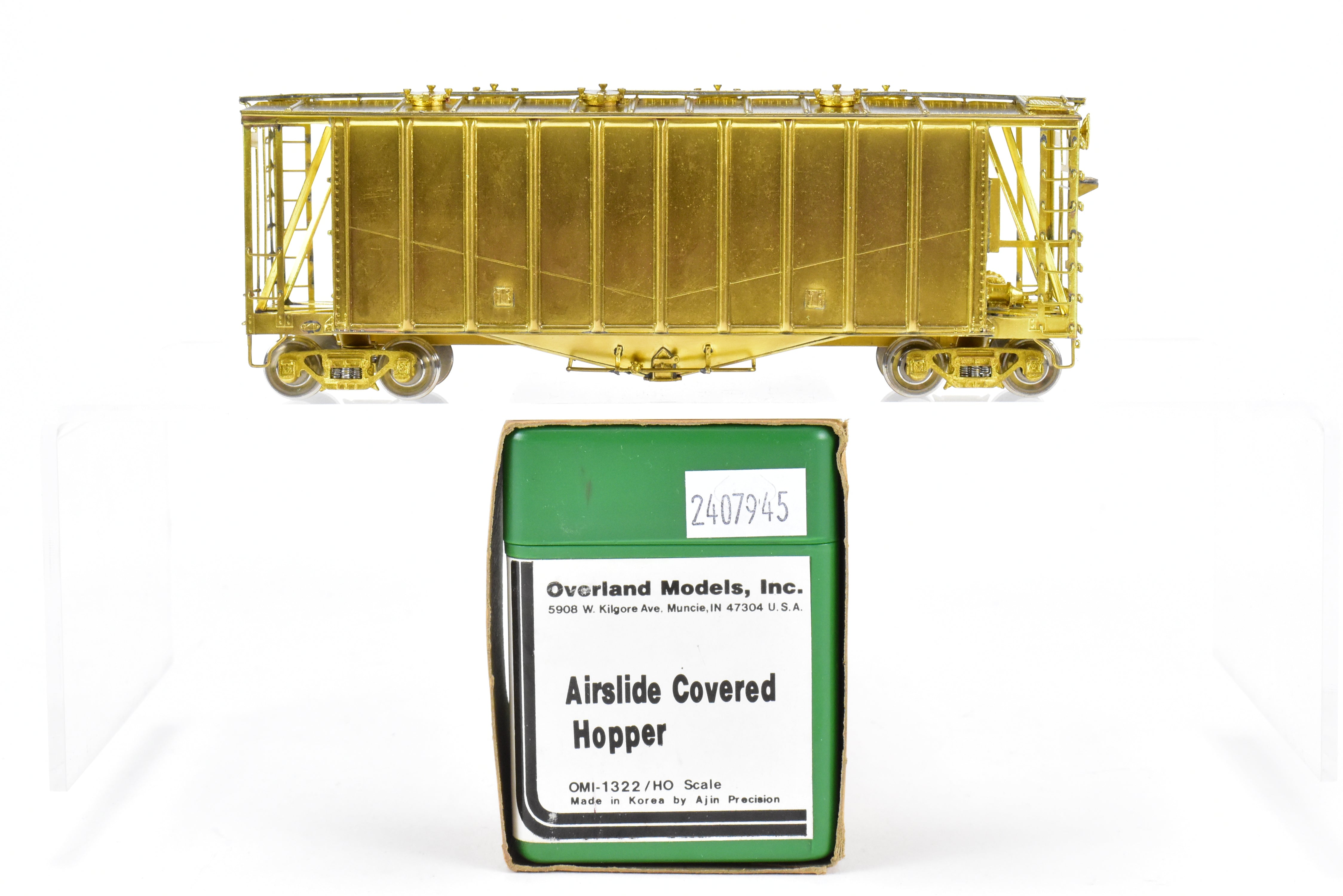 HO Scale Brass Airslide Covered Hopper Models by Overland Models, Inc. for Various Railroad Roads