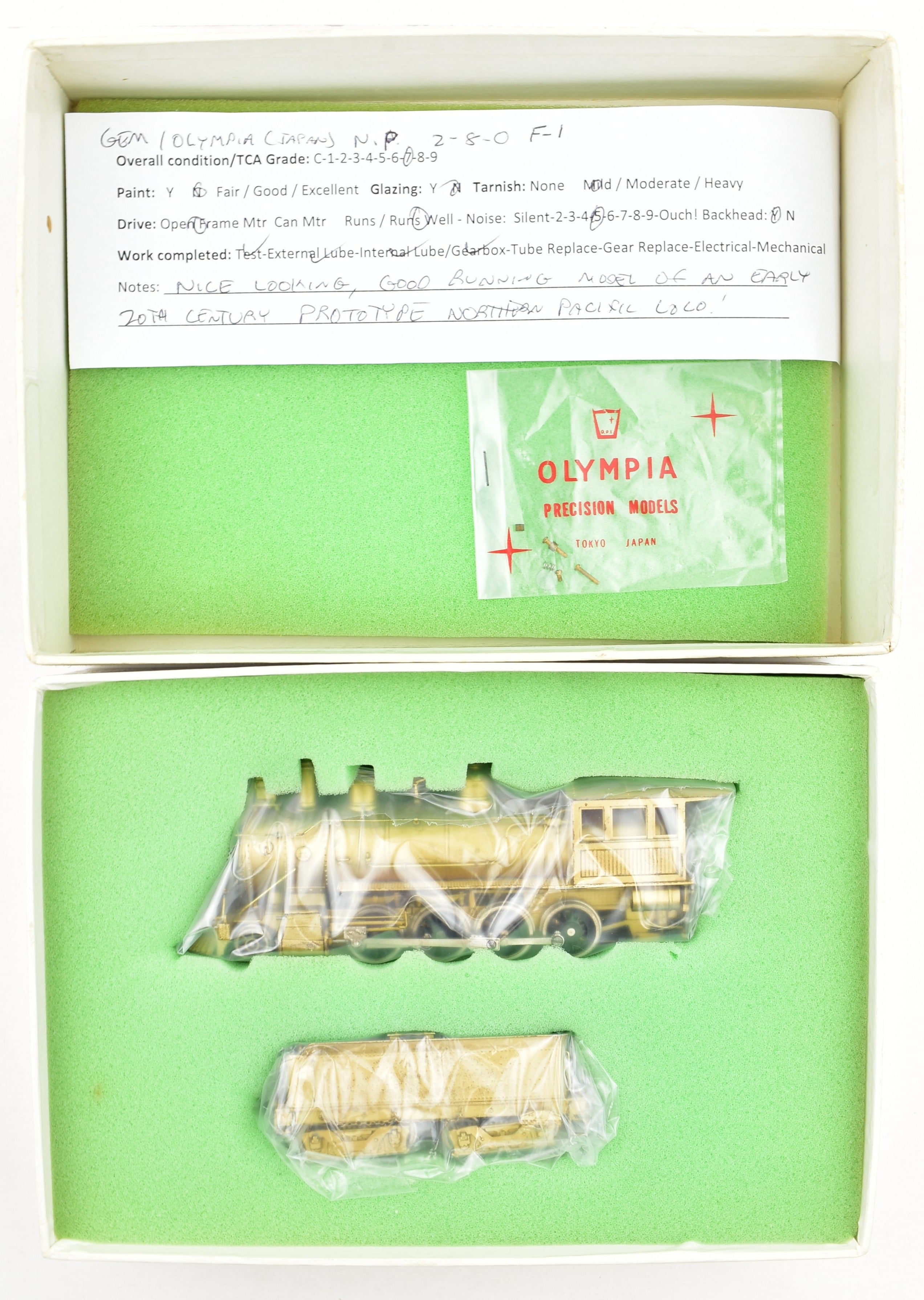 High - Quality HO Scale Brass Gem Models Northern Pacific F - 1 2 - 8 - 0 Steam Locomotive Model