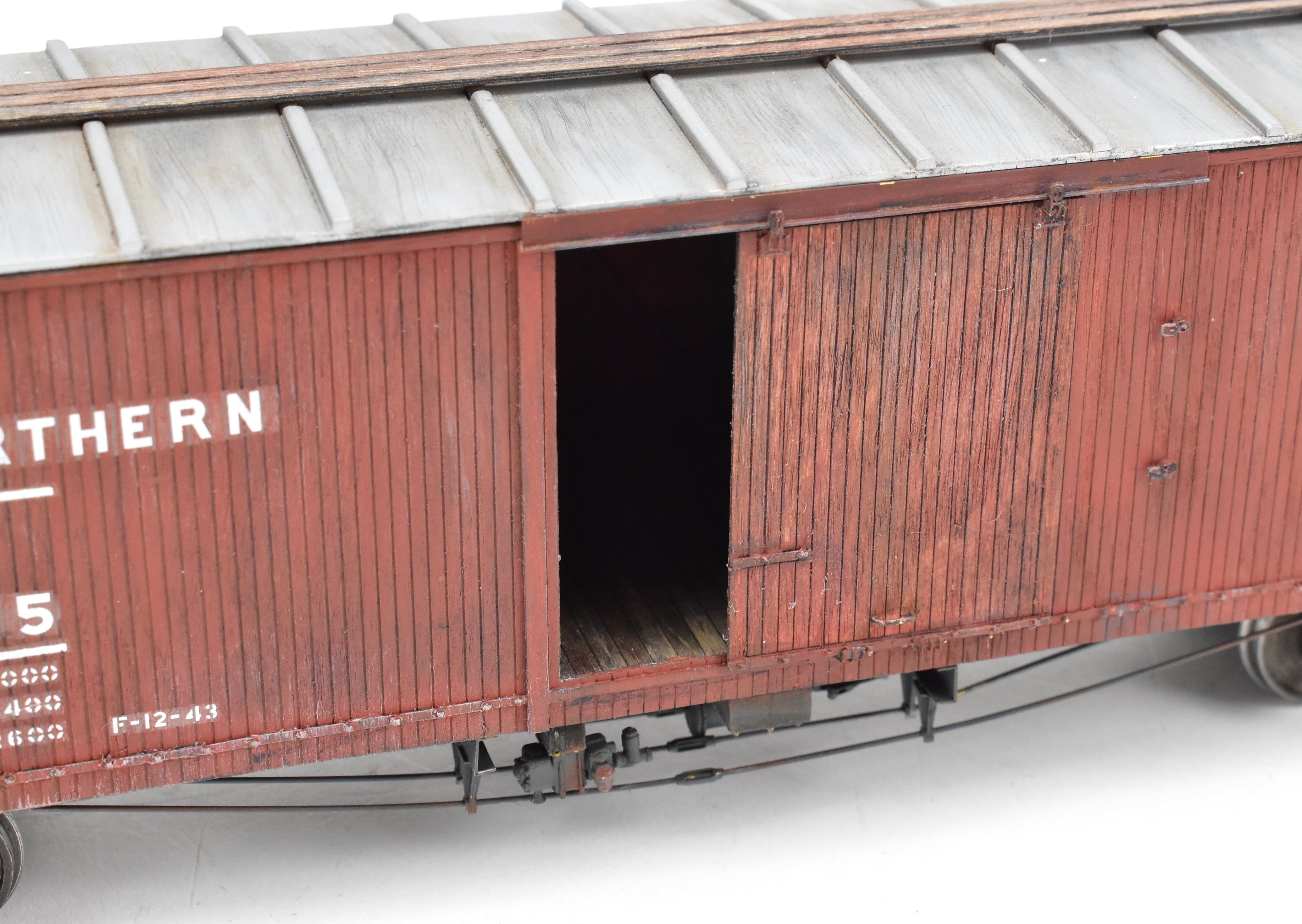 O Scale GN Great Northern 40' Truss Rod Pro - Built Painted Wood & Brass Boxcar Kit 403221