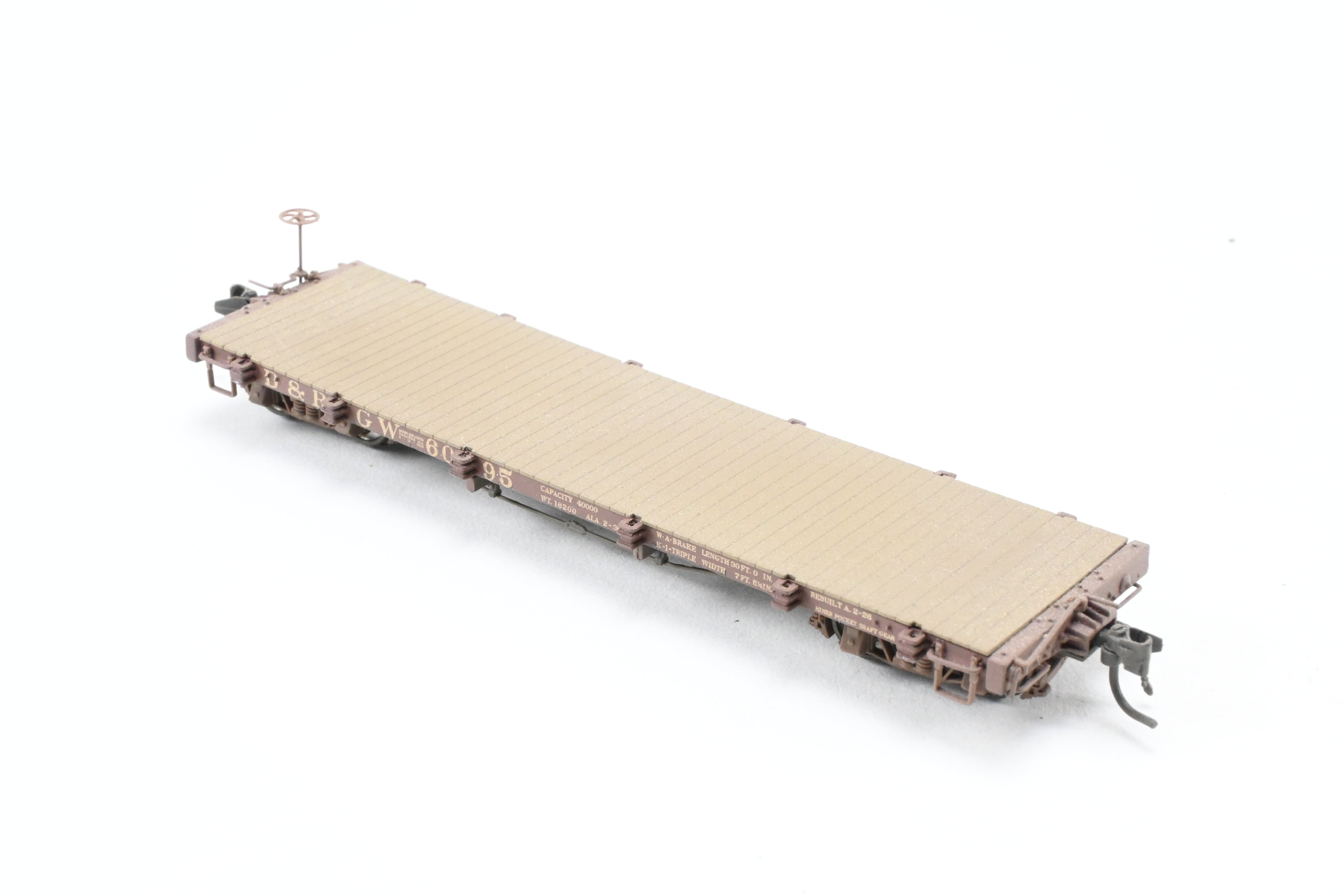 HOn3 Scale Model Train - Blackstone Models D&RGW Denver & Rio Grande Western 30’ Weathered Flat Car No. 6095