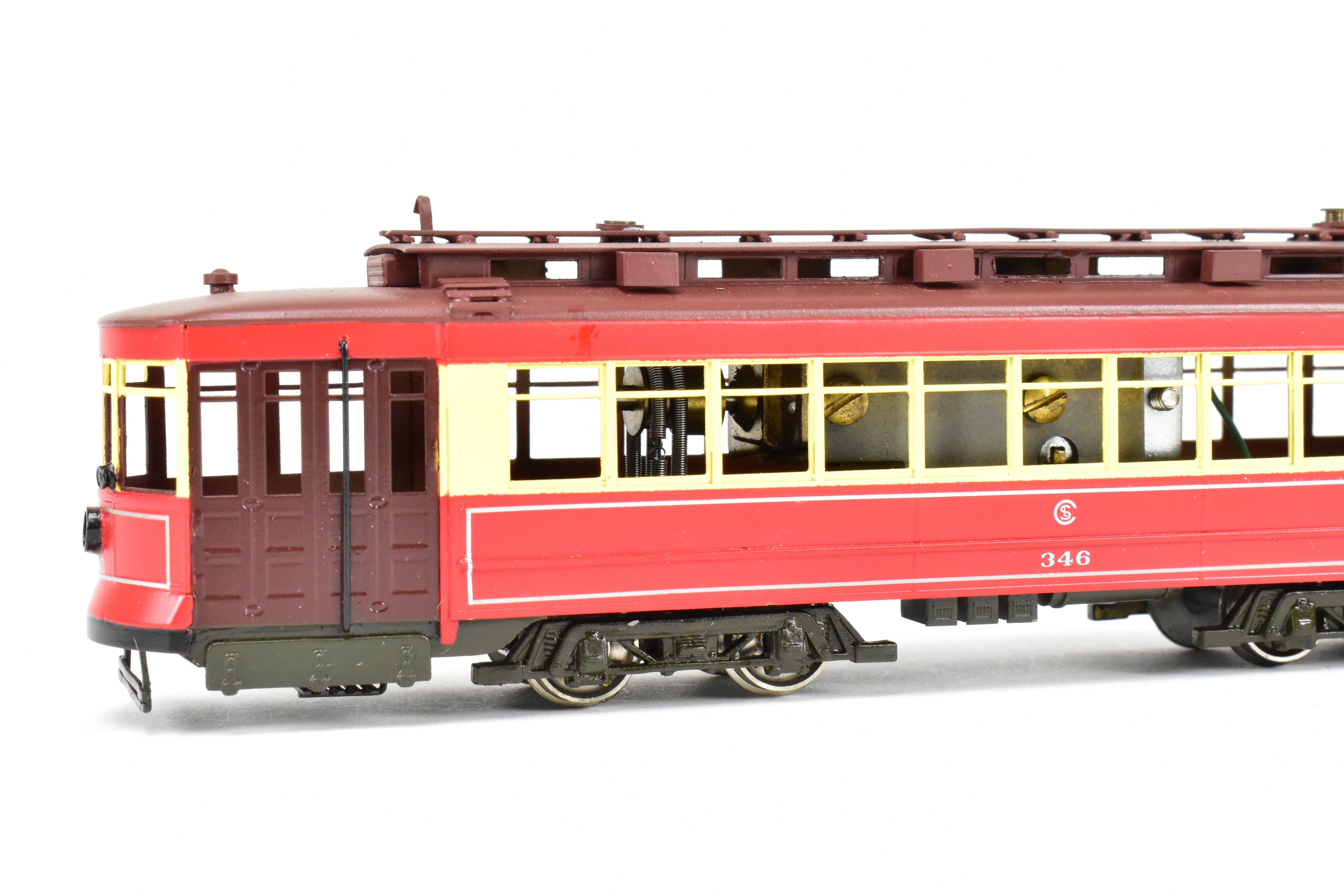 HO Scale Brass Chicago Surface Lines Big Brill Car Model - Fairfield Models 346 CSL, Custom Painted with 4 Vents, Road Number 346