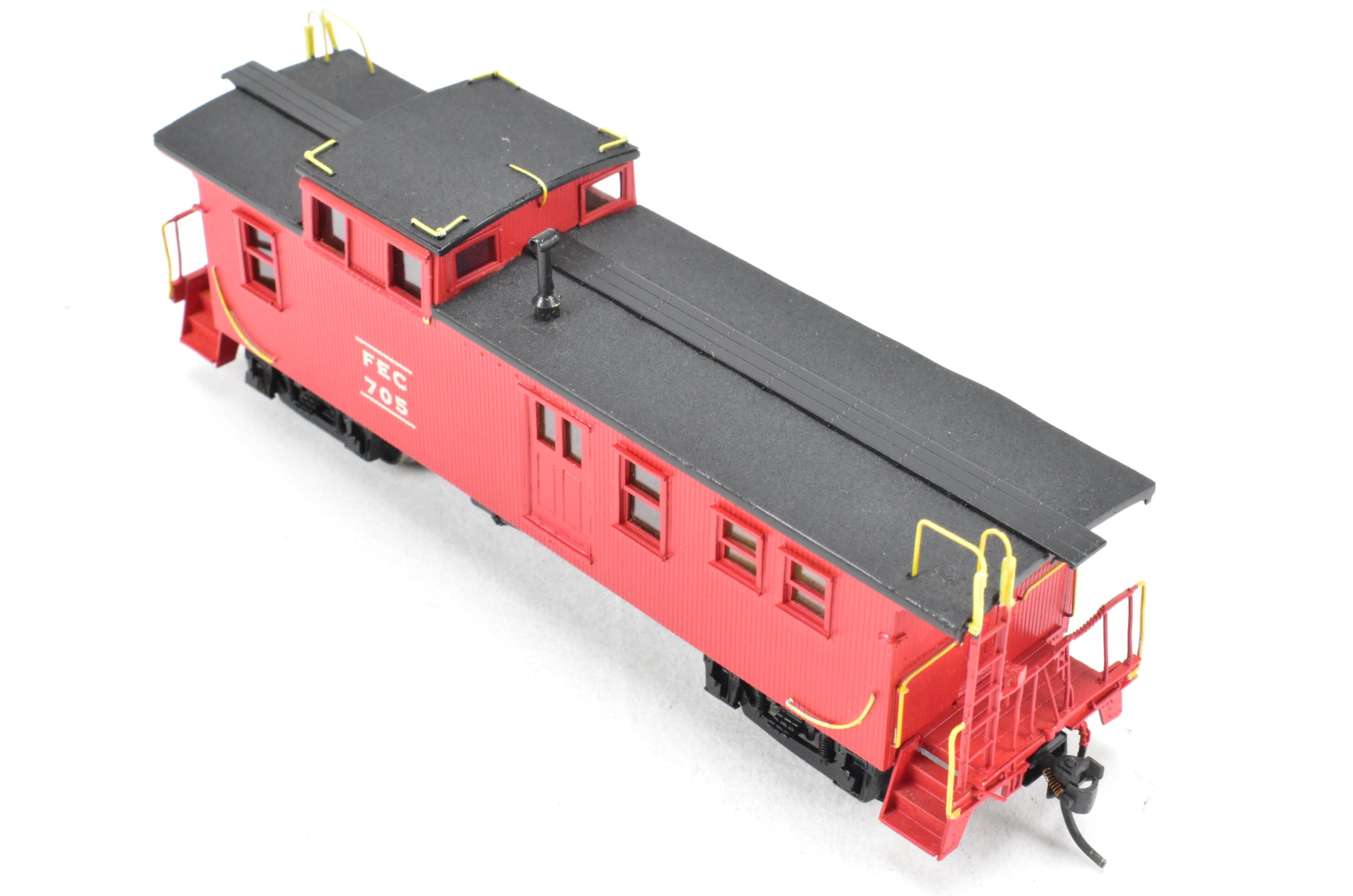 HO Scale Brass Model Train Caboose - OMI (Overland Models, Inc.) Florida East Coast Wood Side - Door Caboose, Car Number 705
