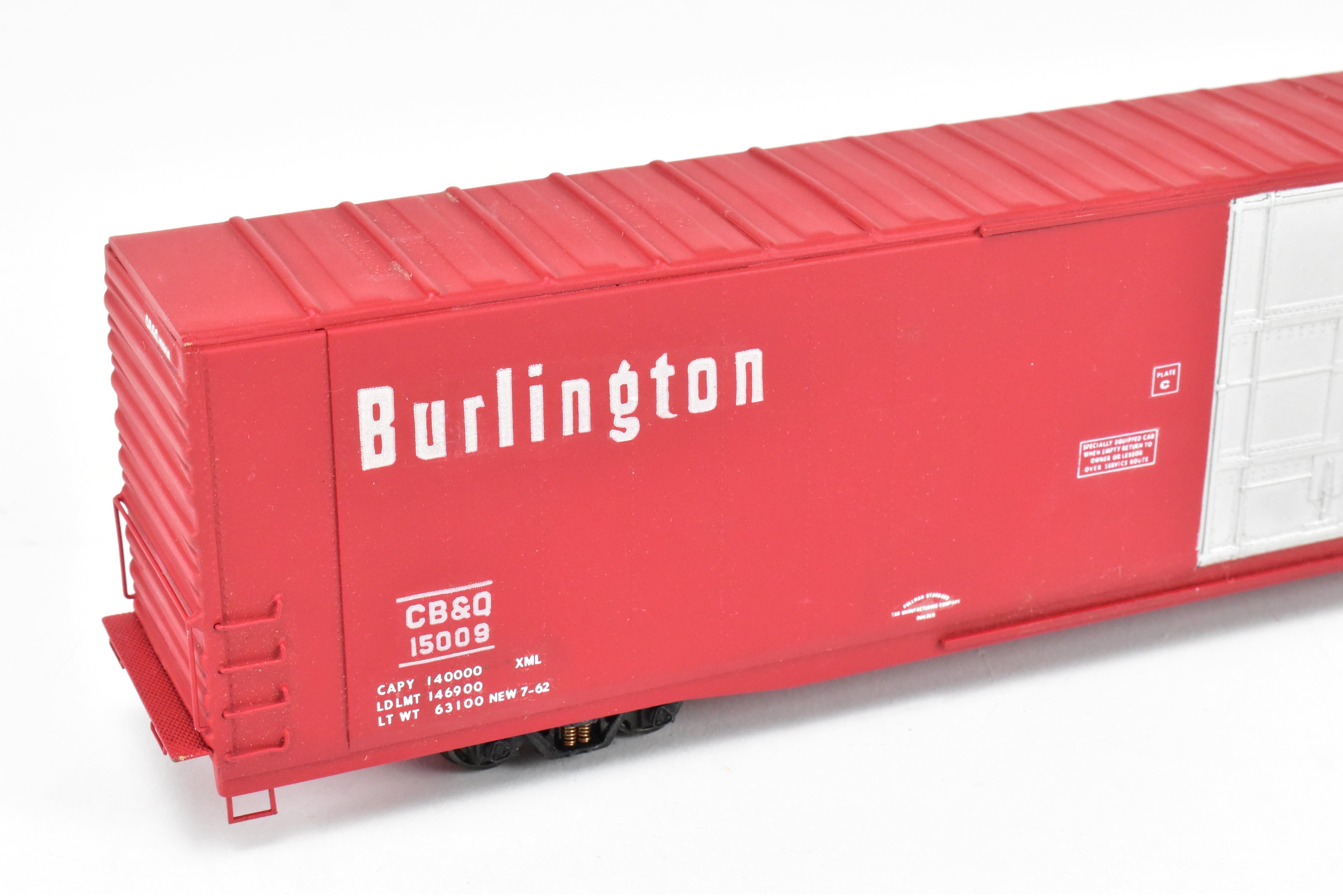 HO Scale Brass Model Trains - HO Brass Trains Inc. CB&Q Burlington Route 86-Foot High-Cube Boxcar Model CP CB&Q 15009