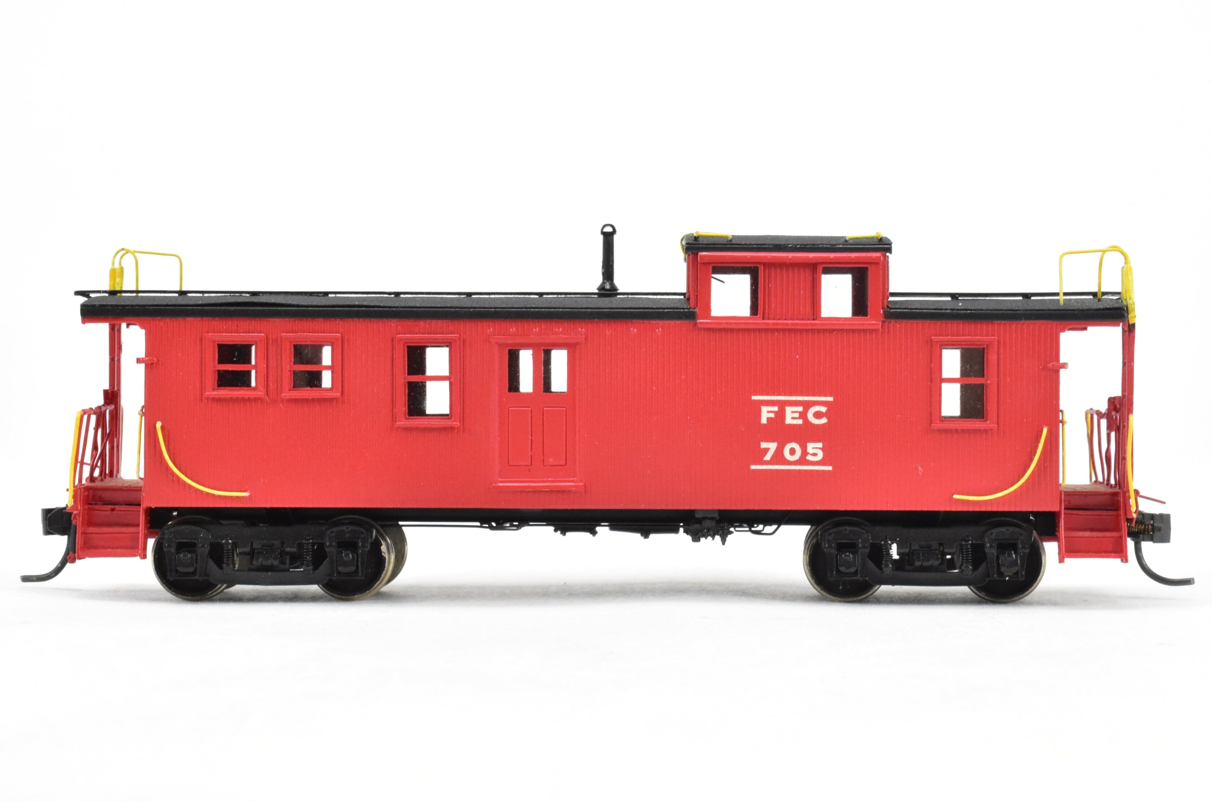 HO Scale Brass Model Train Caboose - OMI (Overland Models, Inc.) Florida East Coast Wood Side - Door Caboose, Car Number 705