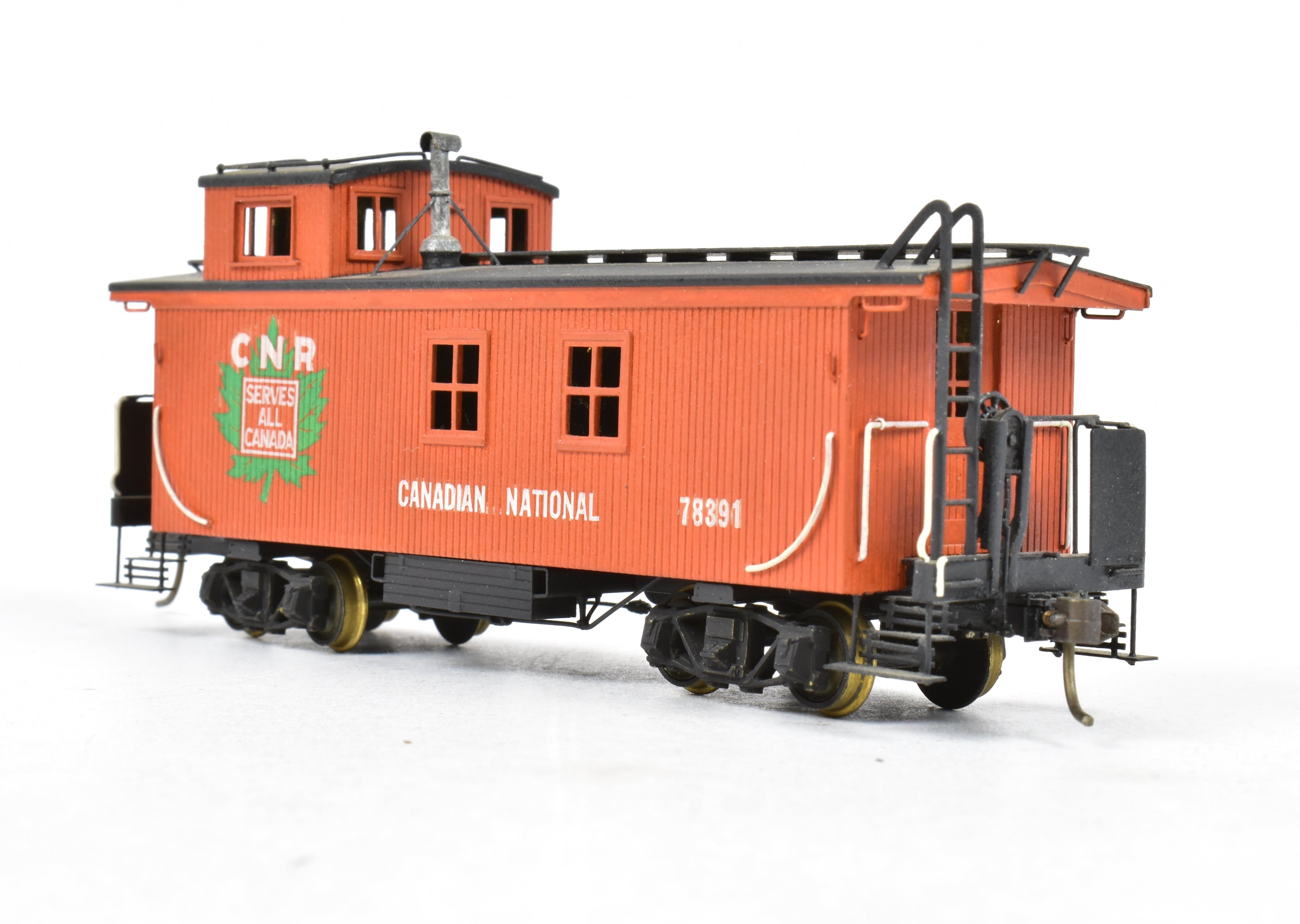 Custom Painted HO Brass PFM Canadian National Railway Wood Caboose #78391 by Van Hobbies