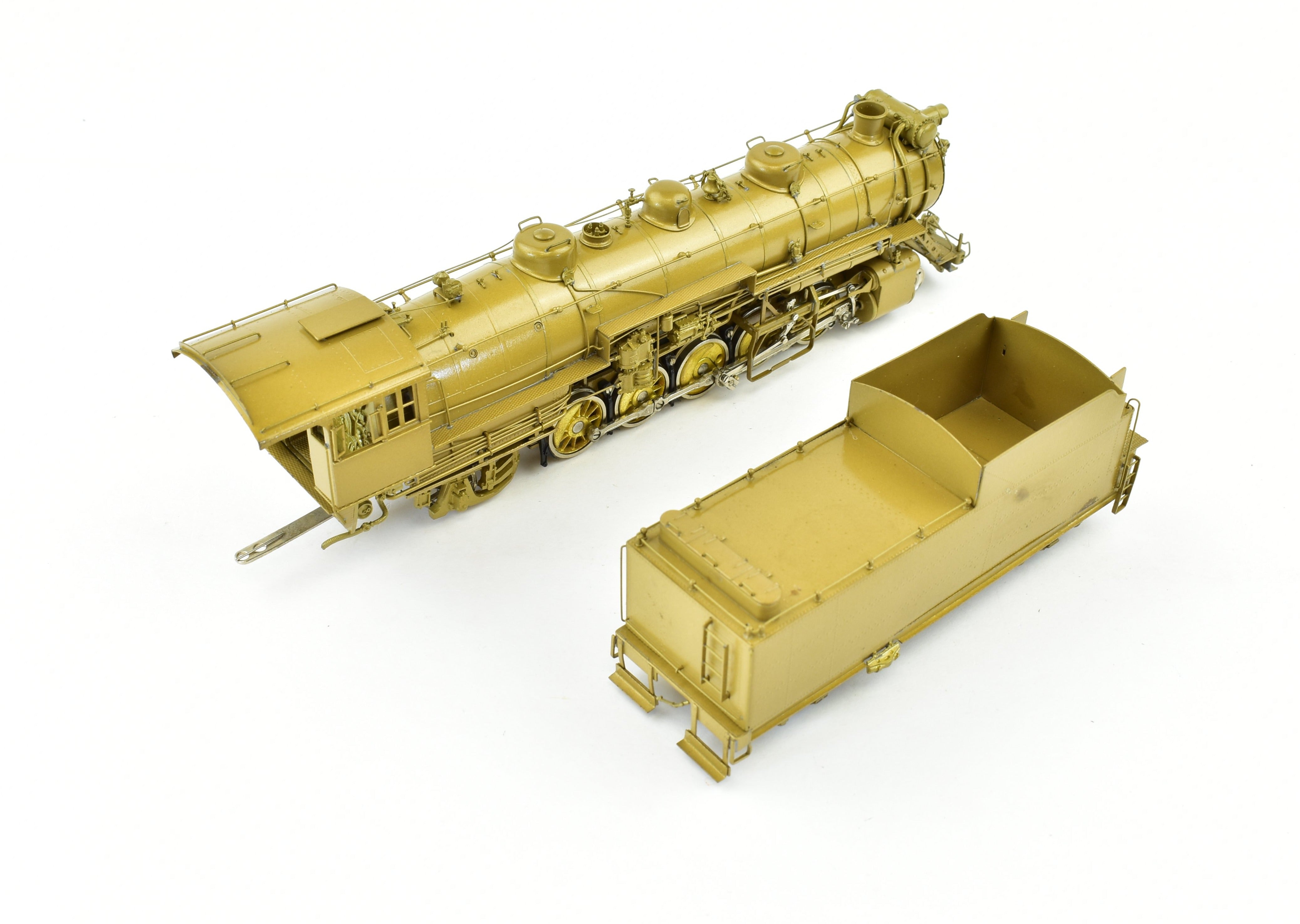 HO Scale Brass Model Train - Overland Models CB&Q - Burlington Route M-2a 2-10-2 Steam Locomotive with Elesco Feedwater Heater