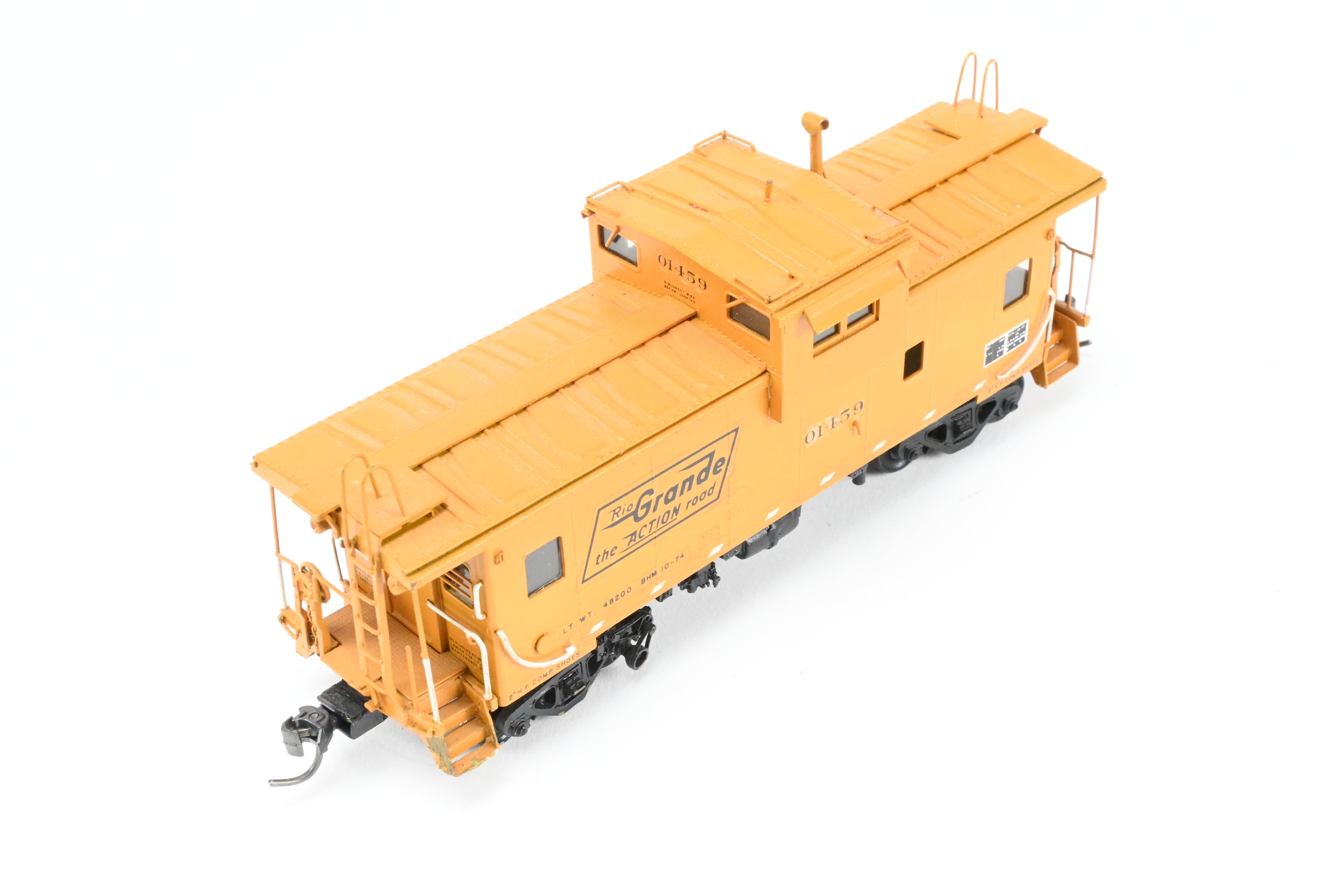 HO Scale Brass Model - Overland Models, Inc. D&RGW - Denver & Rio Grande Western Wide Vision Caboose 1500 Class CP in Vibrant Orange, Numbered 01459 for Model Train Enthusiasts