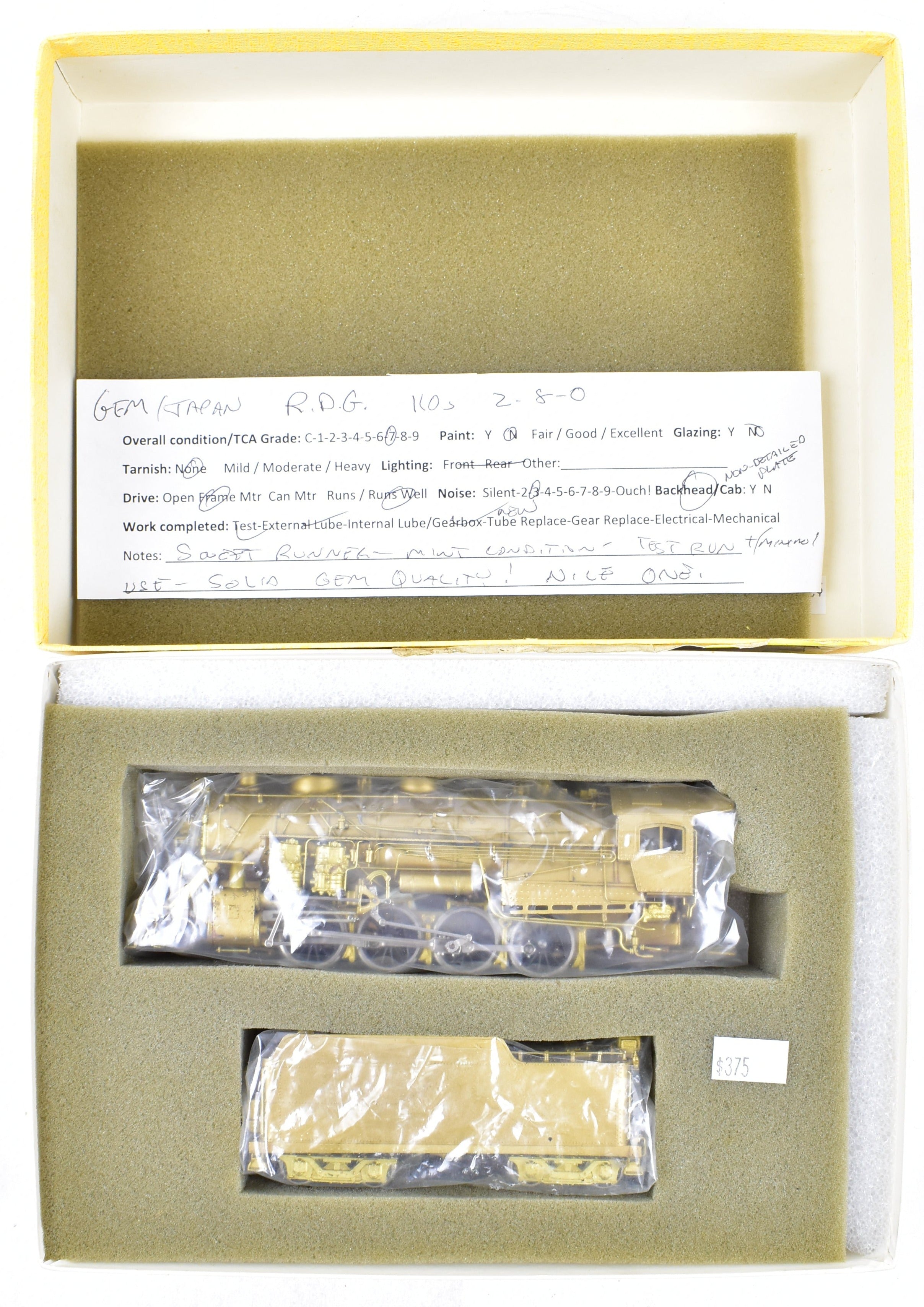 HO Scale Brass Gem Models Reading I-10s 2-8-0 Consolidation Locomotive
